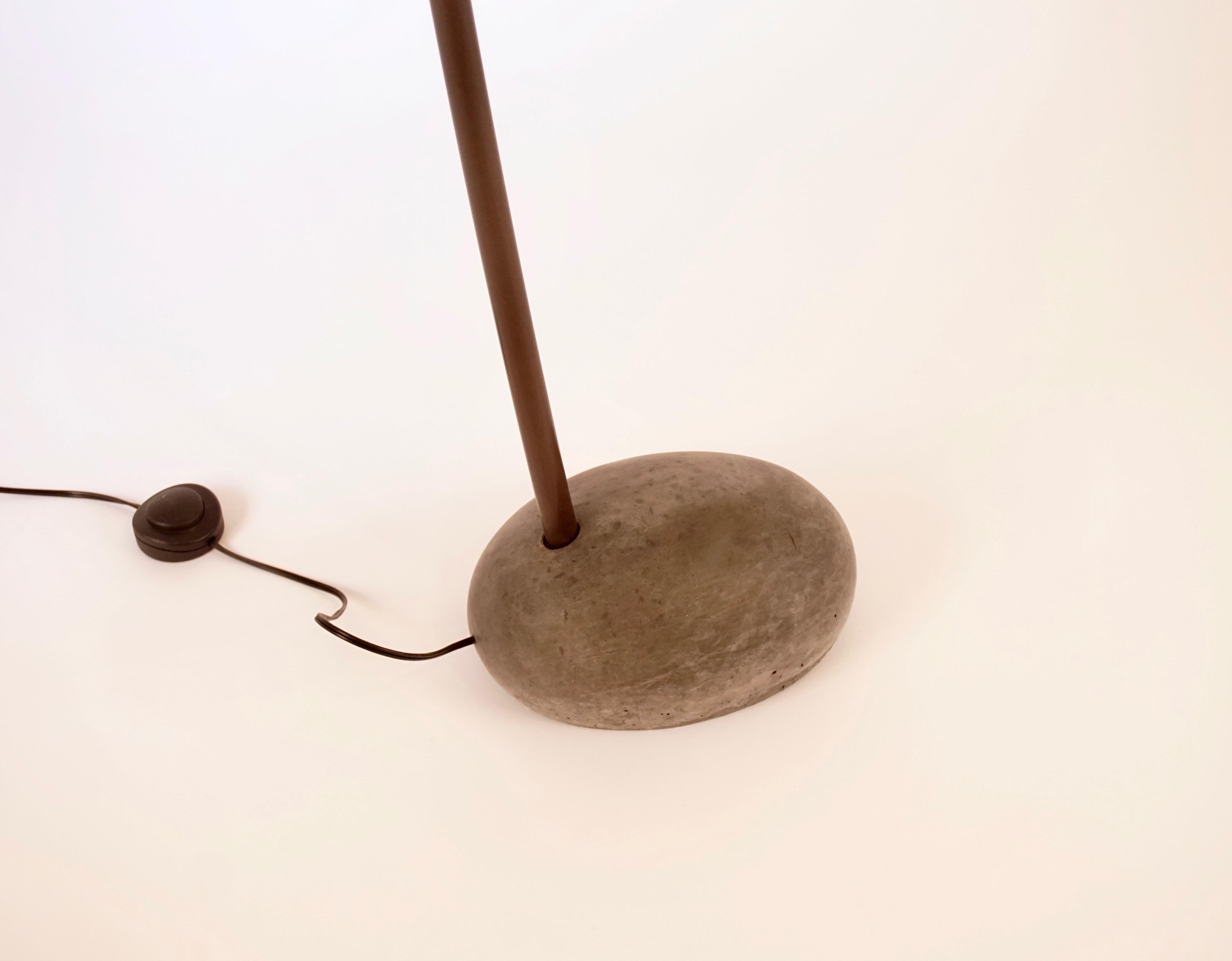 American Skye Floor Lamp Large, with Spun Shade and Stone Shaped Cement Base  For Sale