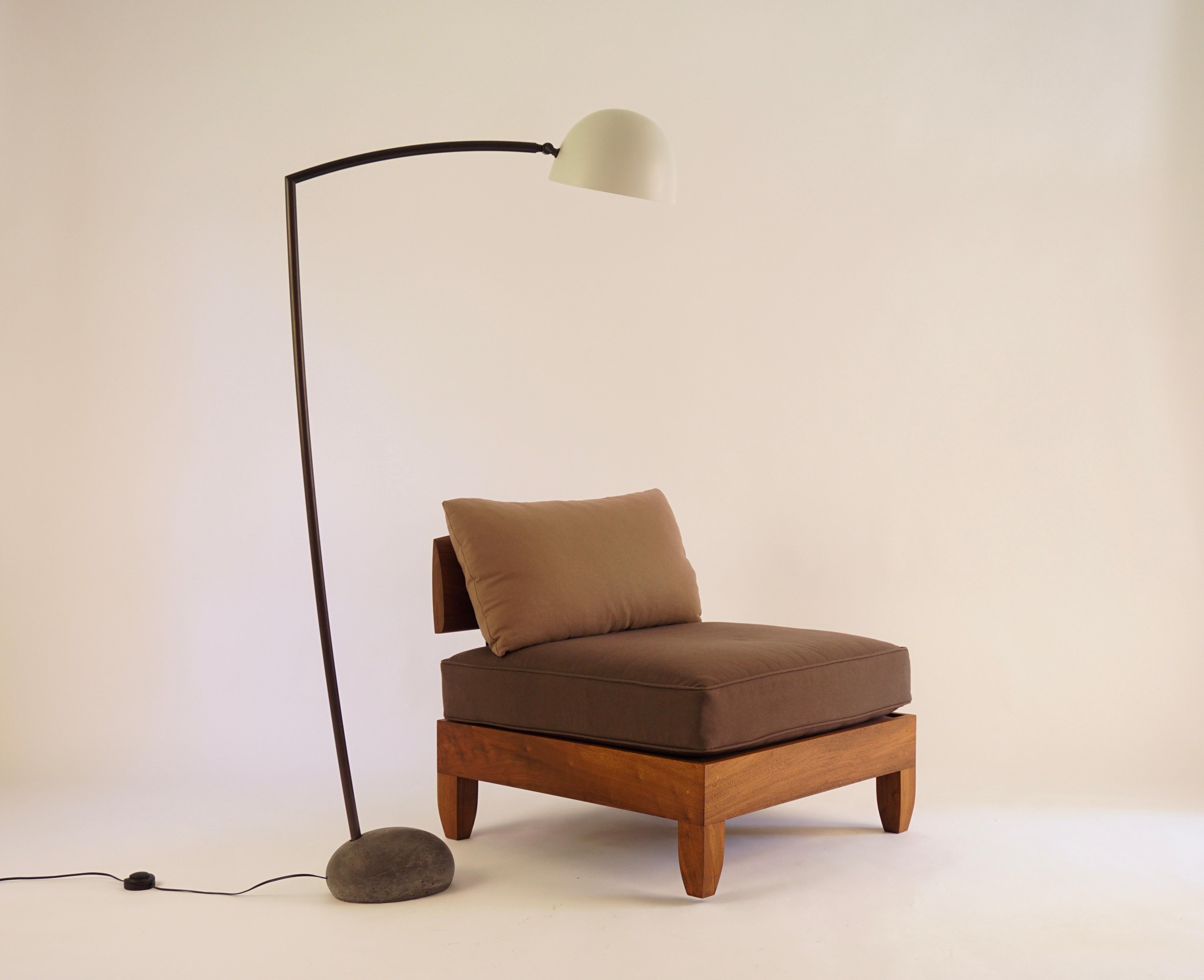 Blackened Skye Floor Lamp Large, with Spun Shade and Stone Shaped Cement Base  For Sale