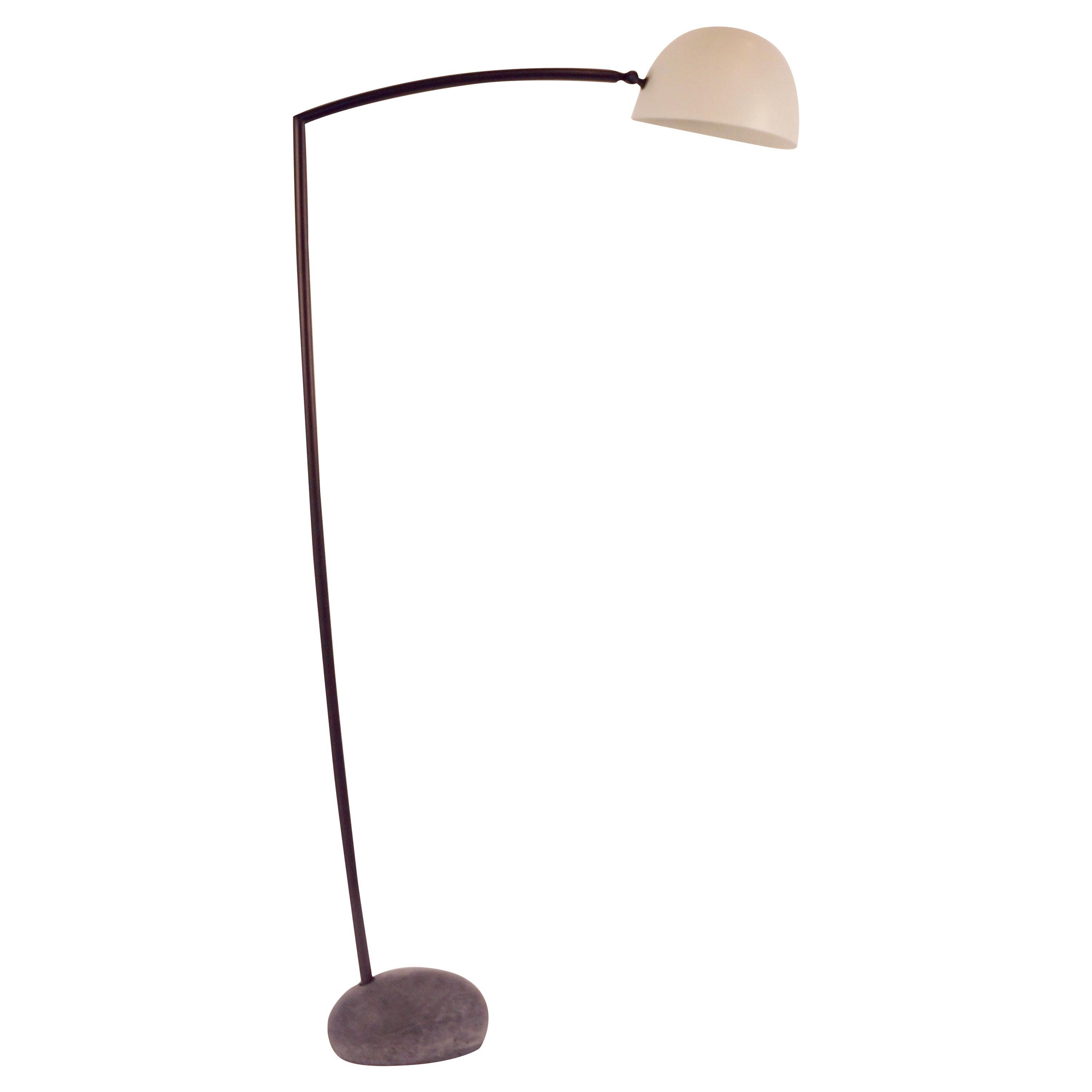 Skye Floor Lamp Large, with Spun Shade and Stone Shaped Cement Base 
