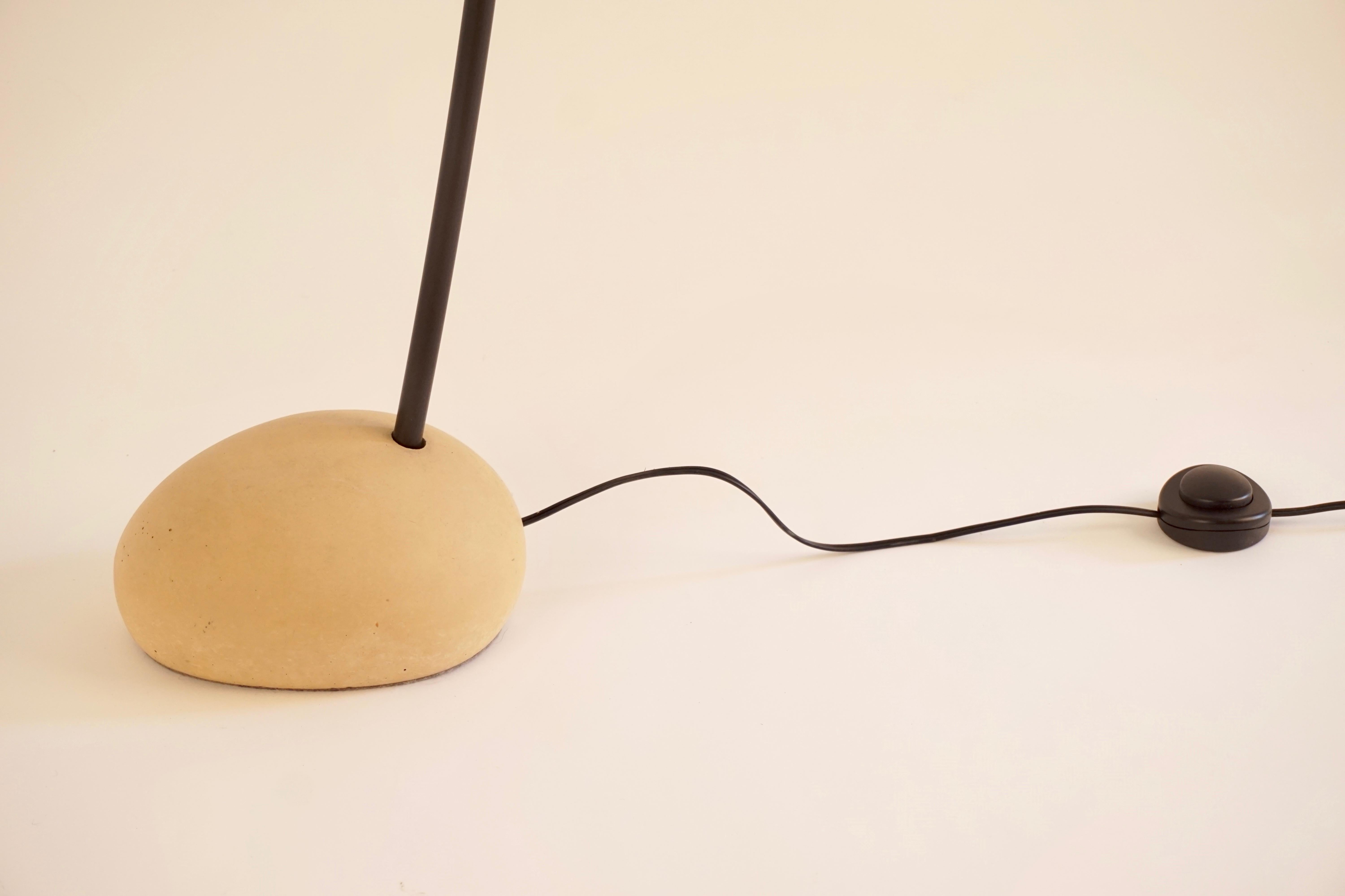 American Skye Floor Lamp Medium, with Spun Bronze Shade and Stone Shaped Cement Base