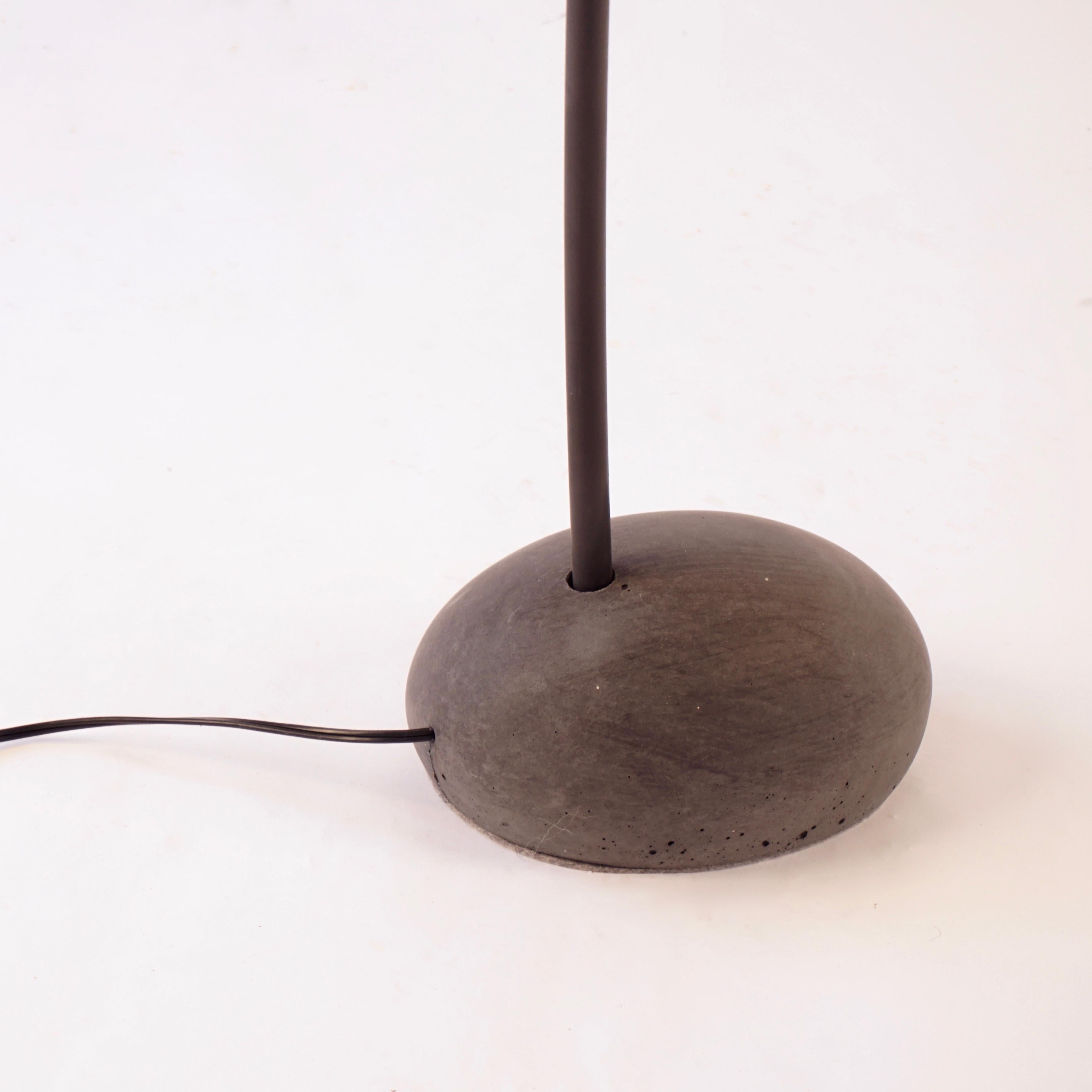 Skye Floor Lamp Medium, with Spun Bronze Shade and Dark Stone Shaped Cement Base For Sale 1