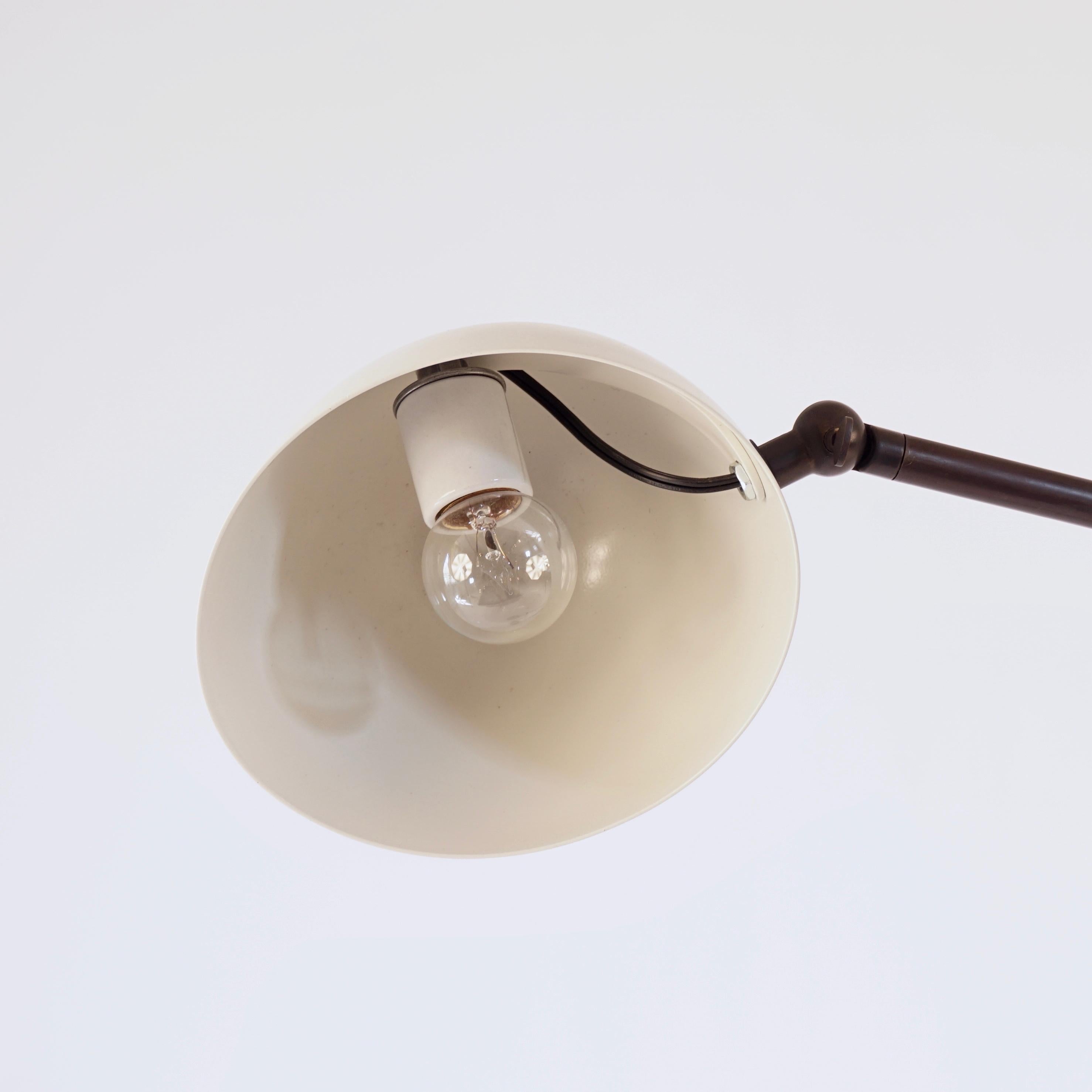 Contemporary Skye Floor Lamp Medium, with White Spun Shade and Dark Stone Shaped Cement Base