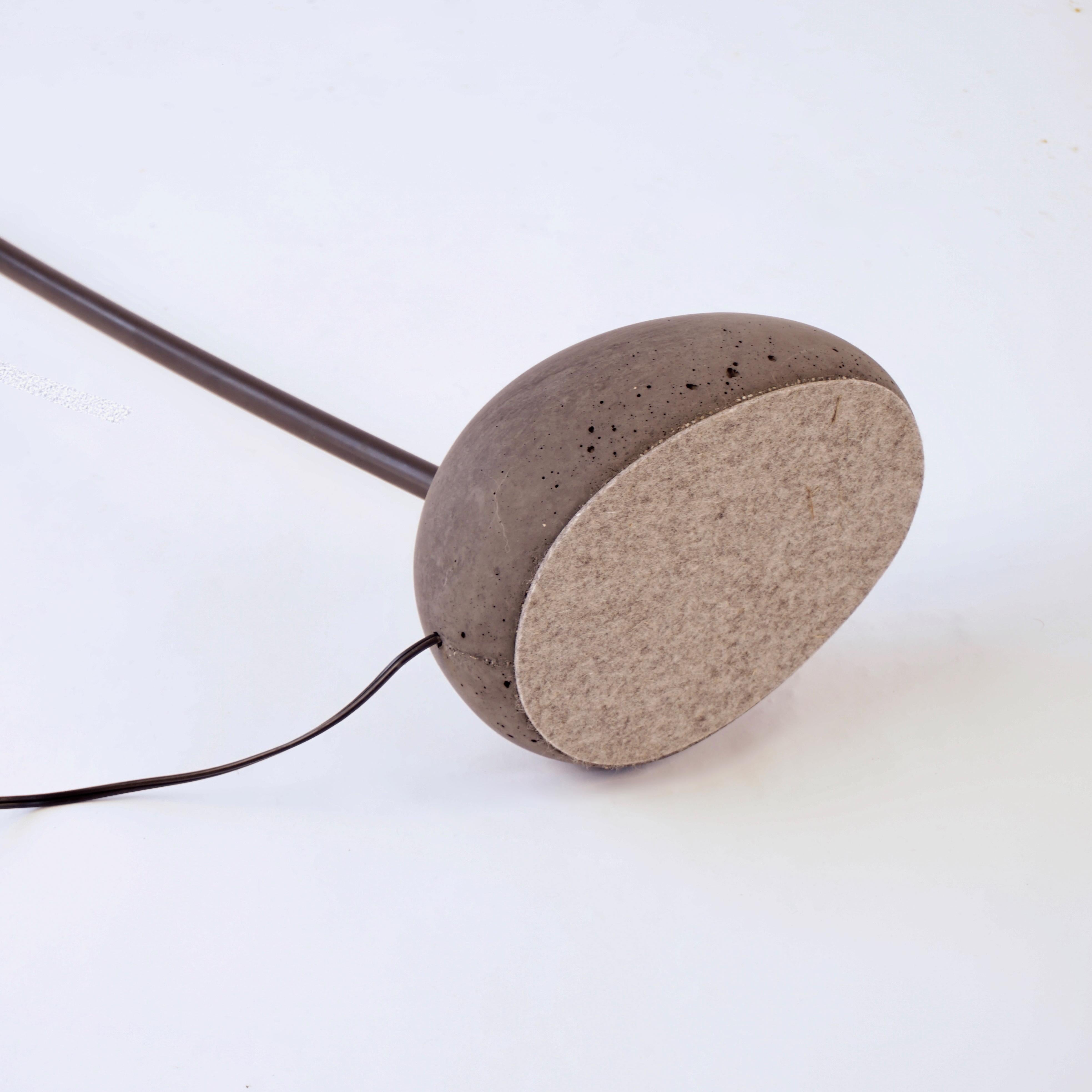 Bronze Skye Floor Lamp Medium, with White Spun Shade and Dark Stone Shaped Cement Base