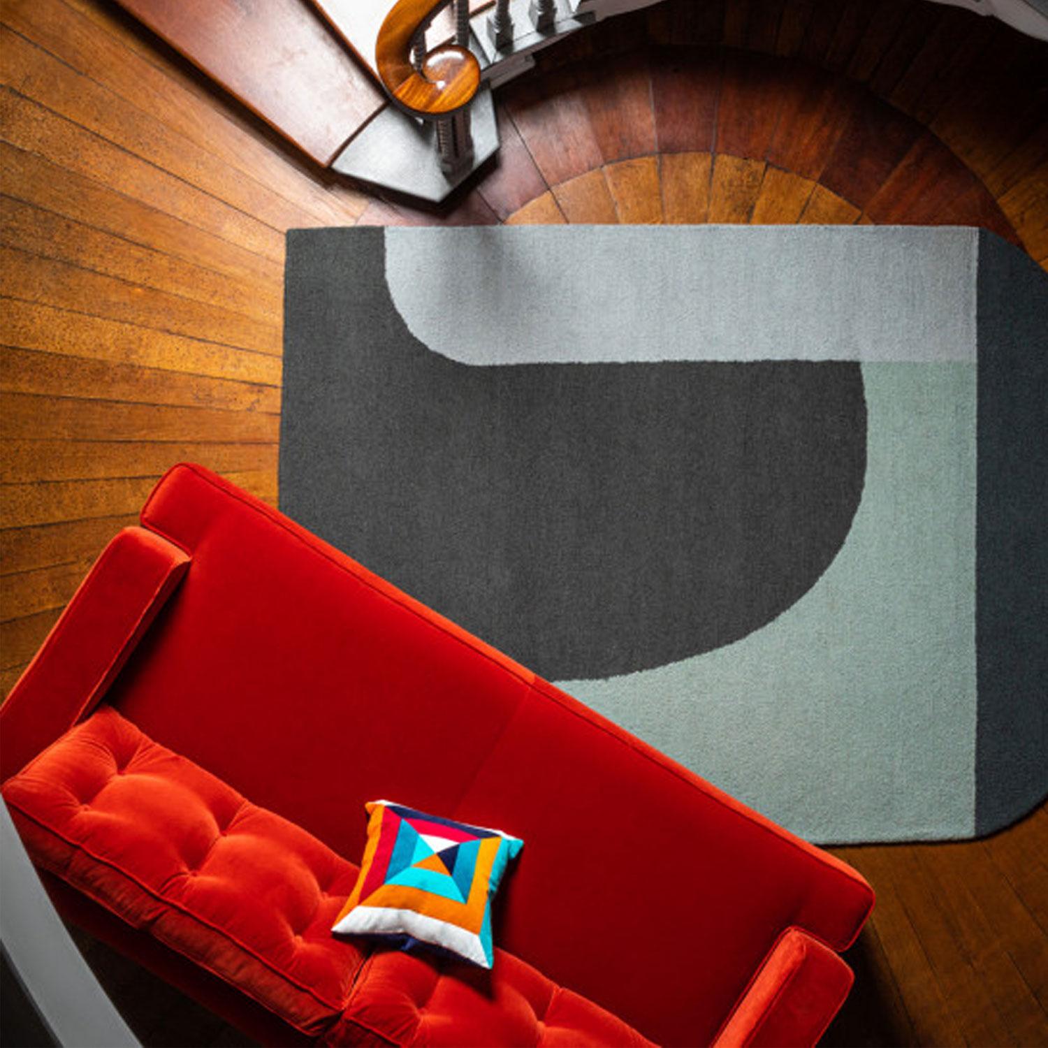 Mid-Century Modern Skye Geometric Multicolour Velvet Cushion For Sale