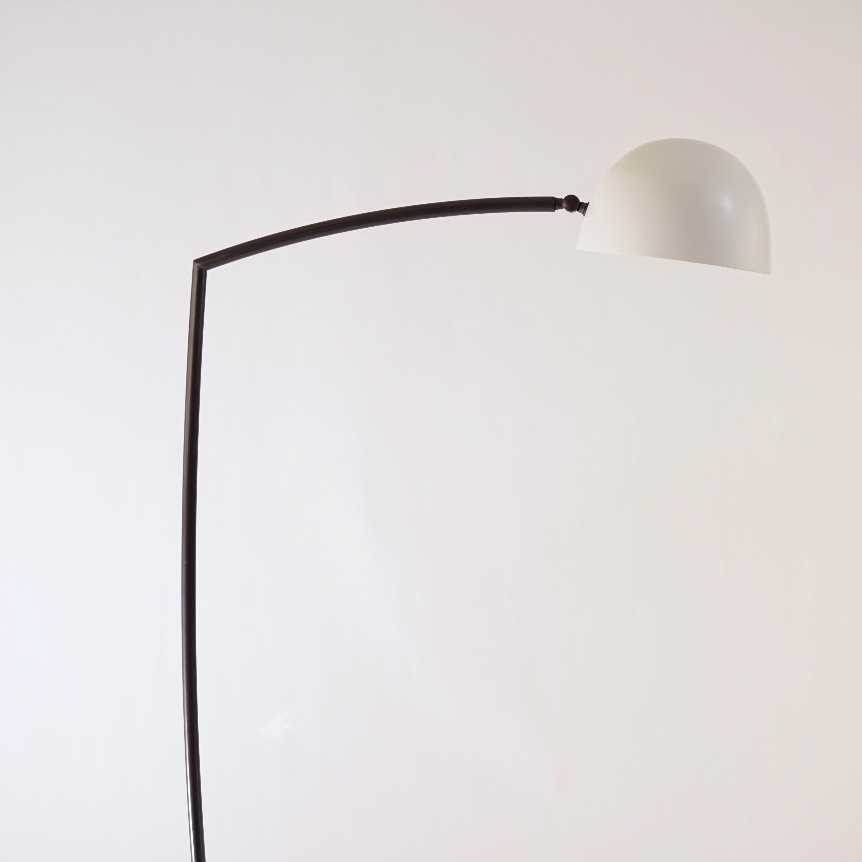 American Skye Large Floor Lamp, with Spun Shade and Light Stone Shaped Cement Base  For Sale
