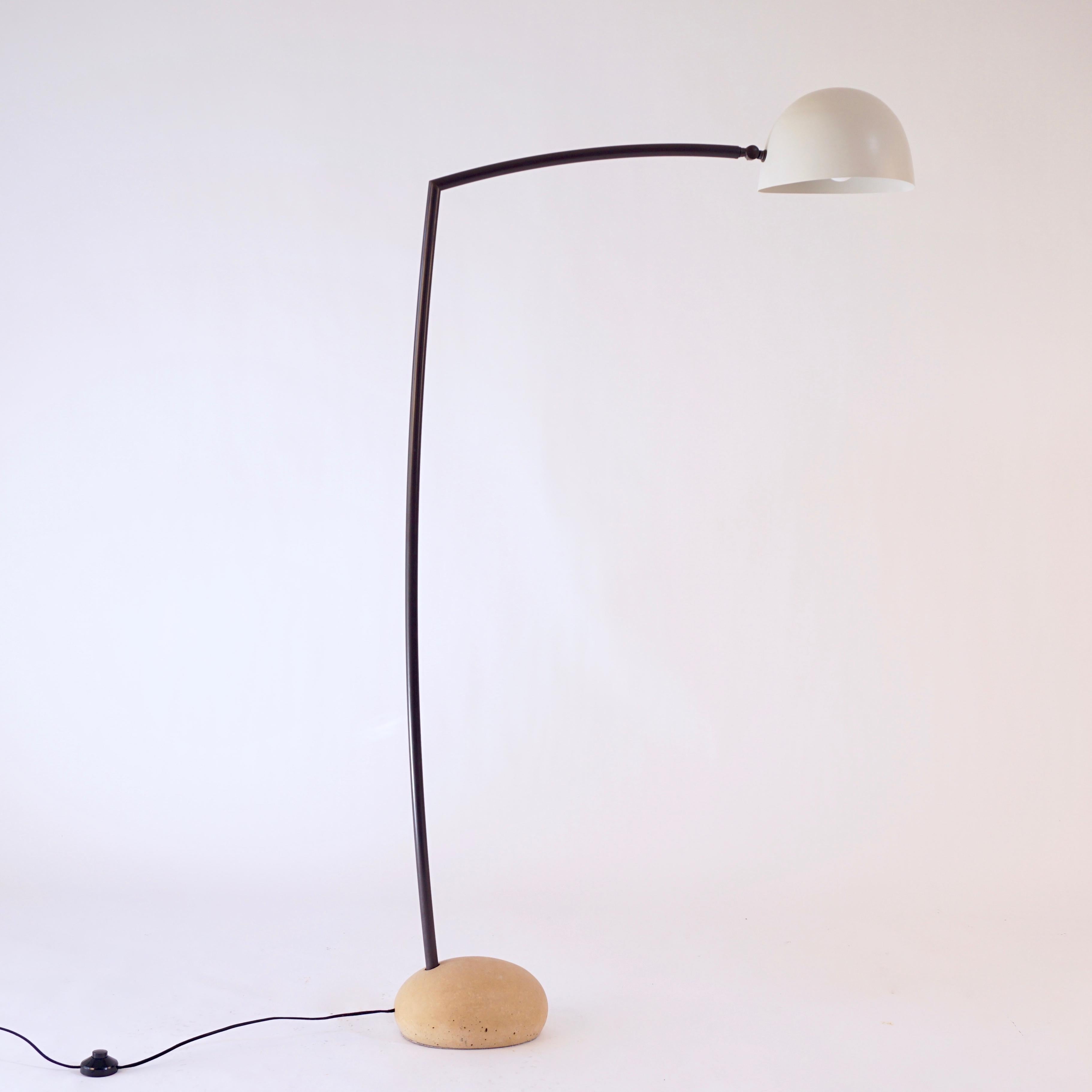 Cast Skye Large Floor Lamp, with Spun Shade and Light Stone Shaped Cement Base  For Sale