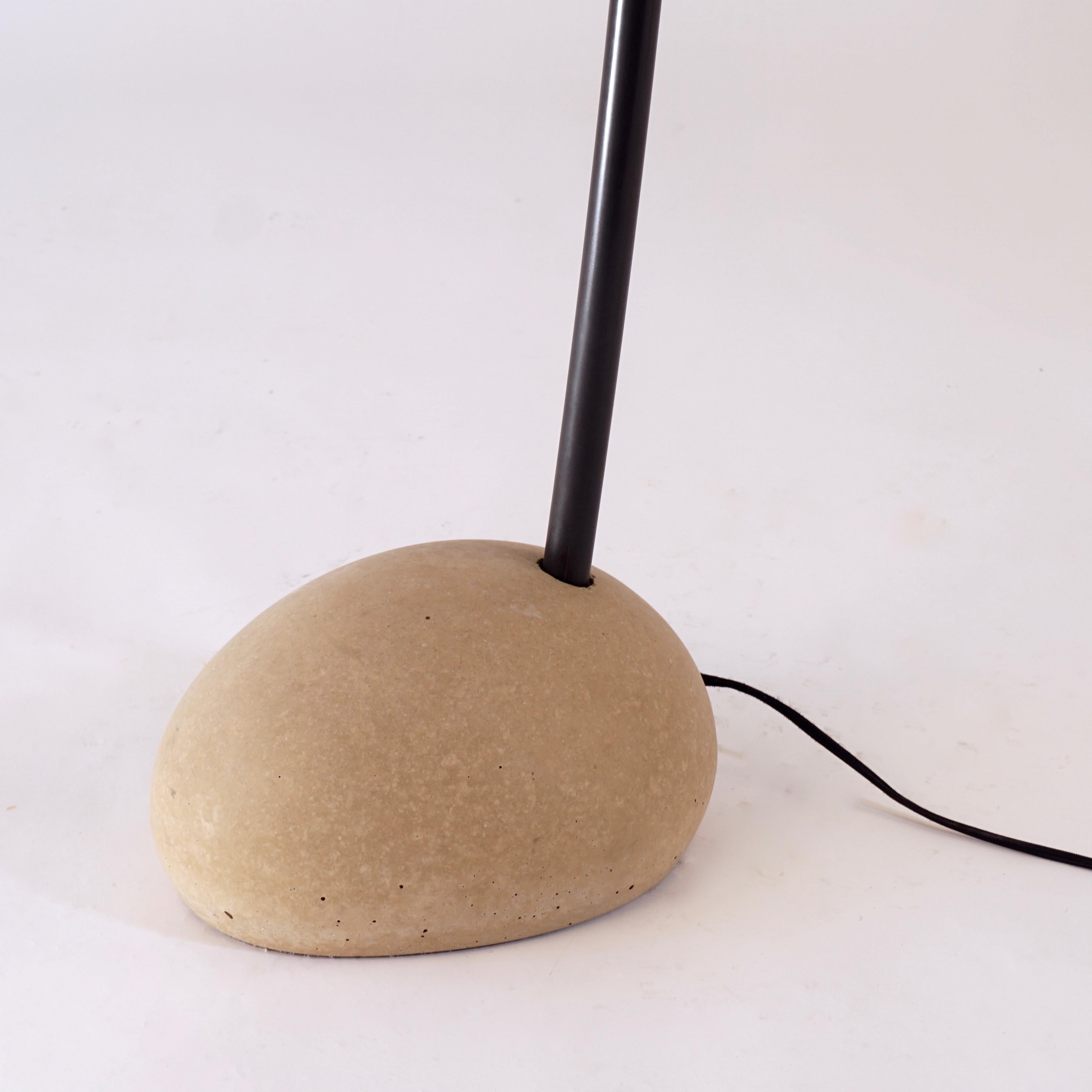 Skye Large Floor Lamp, with Spun Shade and Light Stone Shaped Cement Base  For Sale 2
