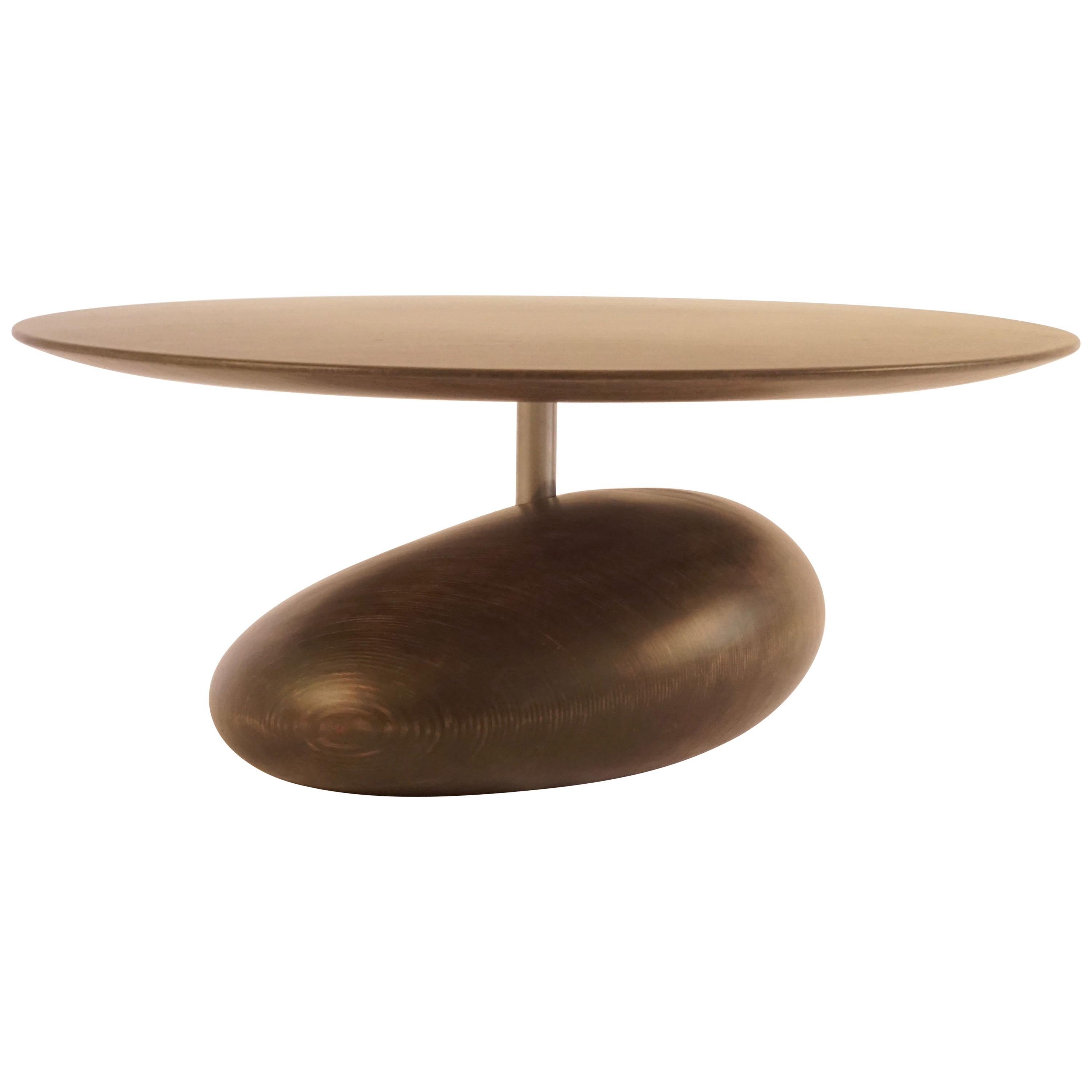 Laminated Finland Plywood Skye Side Table with Stone Shaped Base For Sale