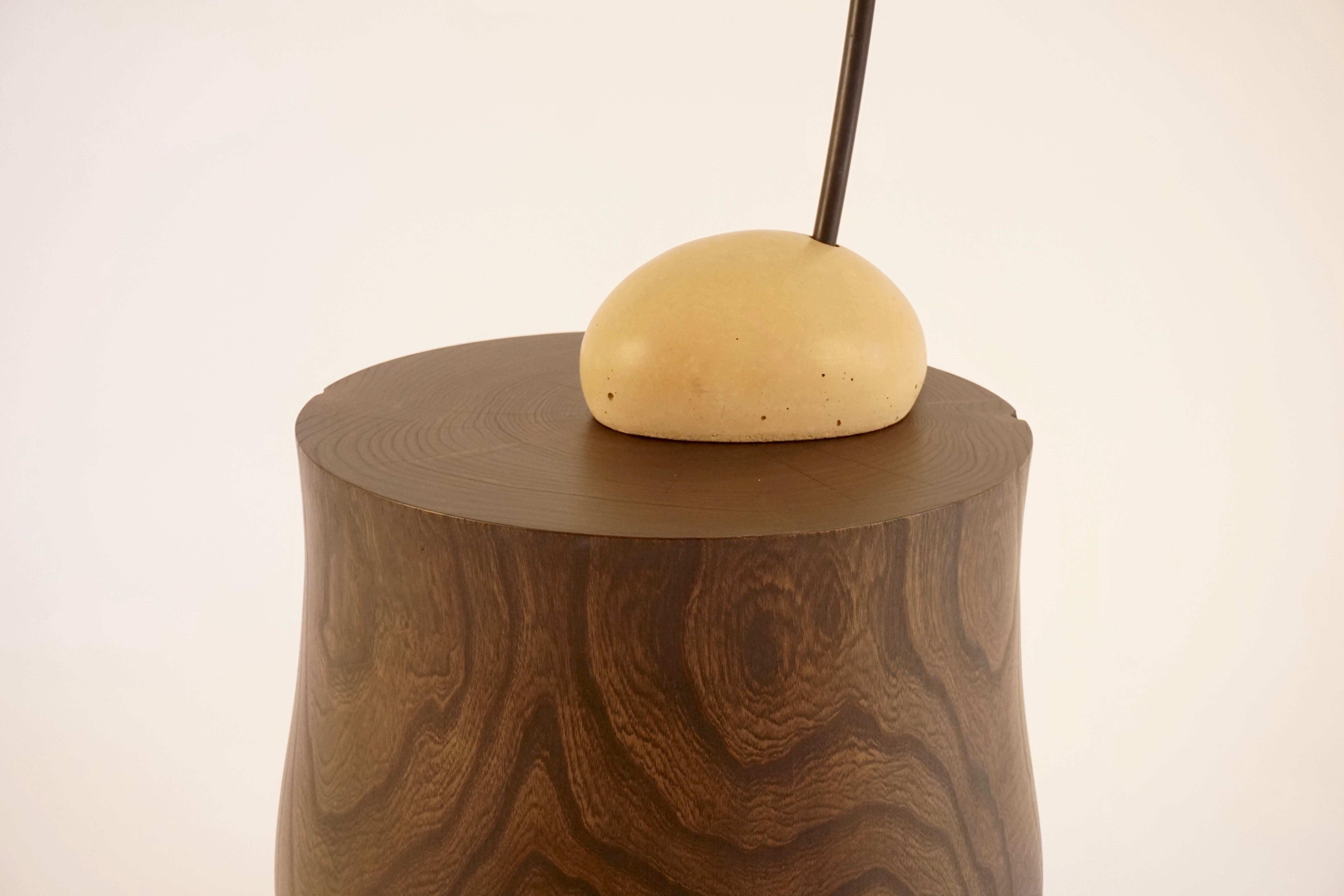 Contemporary Skye Table Lamp Medium, with Spun Aluminum Shade and Stone Shaped Cement Base 