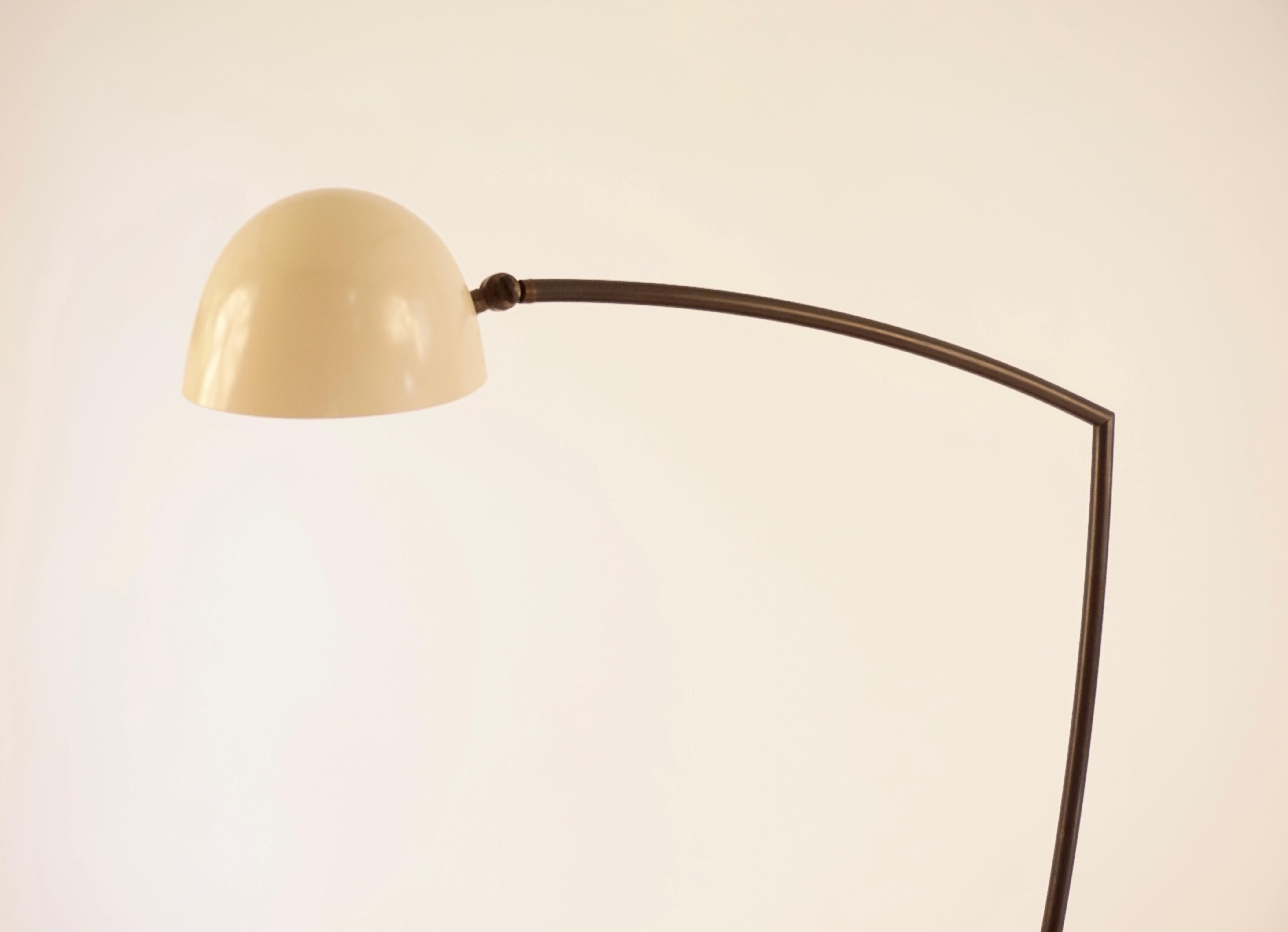 Skye Table Lamp Medium, with Spun Aluminum Shade and Stone Shaped Cement Base  1
