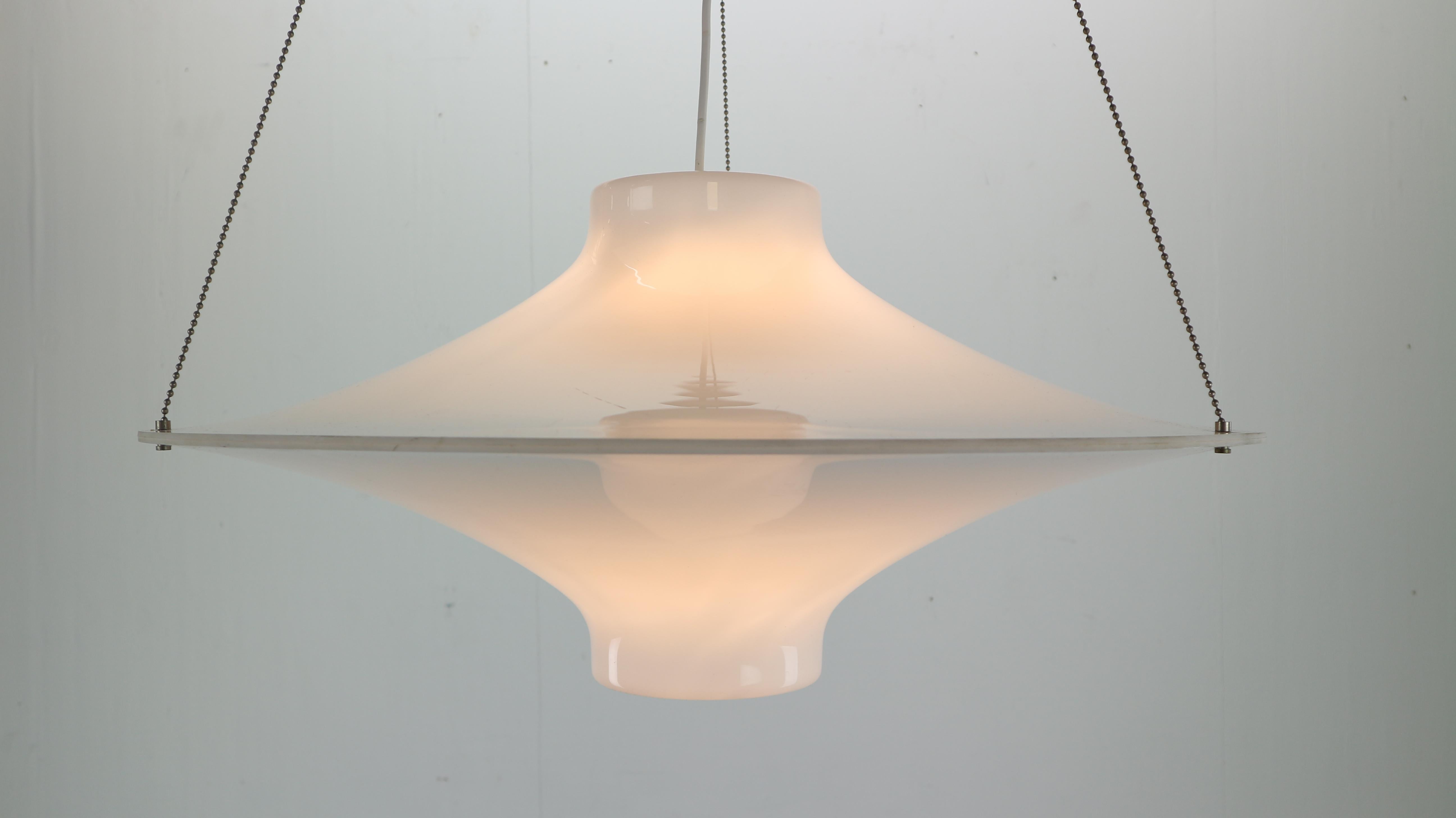 Acrylic Skyflyer, Lokki Hanging Lamp by Yki Nummi for Sanka, 1960s