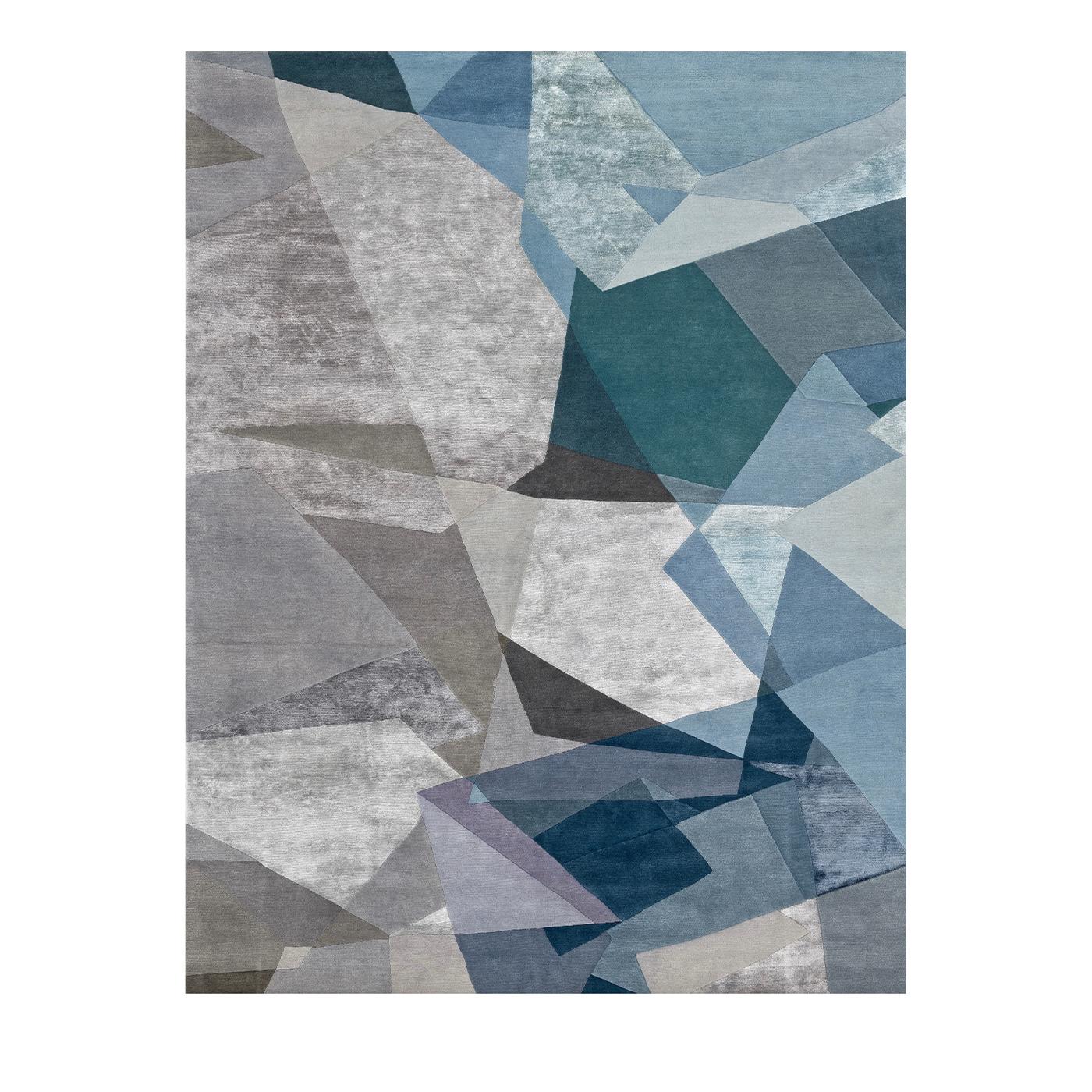 A modern, Minimalist, geometric design features on this Skyla Ver.D rug in superb shades of gray and steel blue. Composed in an equal mix of silk and Himalayan wool, this remarkable rug measures 300 x 240 cm. Customers who require a variation in