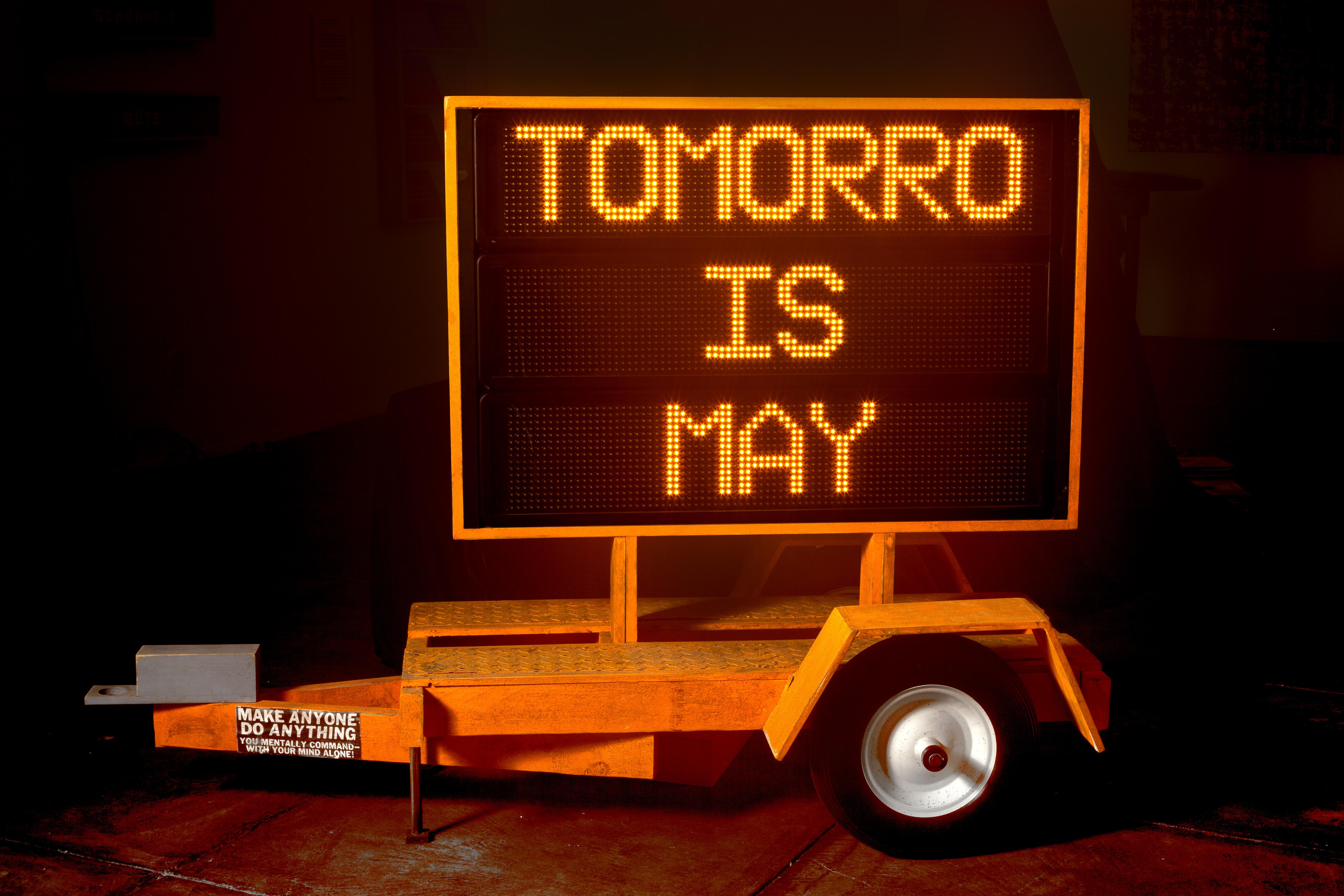 Skylar Fein Figurative Sculpture - Buku Rover (traffic sign)