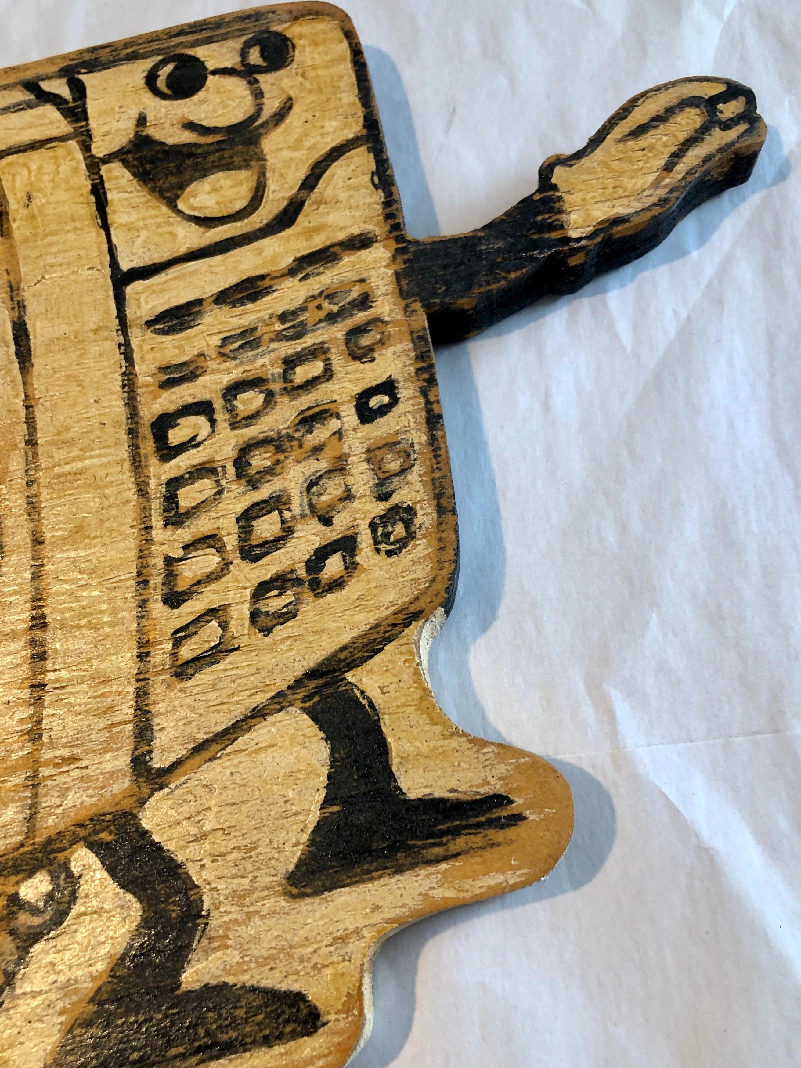 Wood Carved Wood Neo Pop Art Painting Sculpture New Orleans Wall Hanging Skylar Fein en vente 3