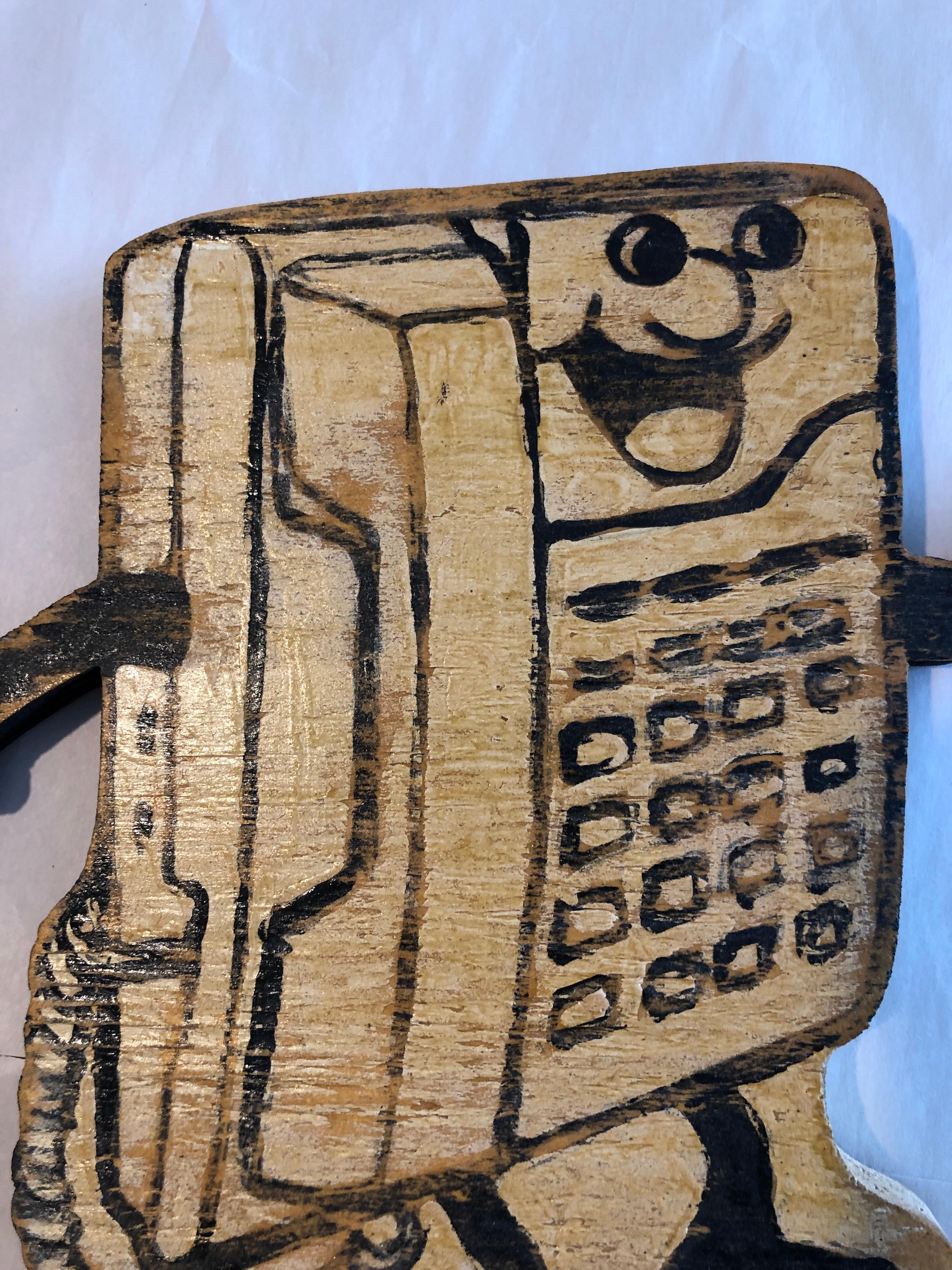 Wood Carved Wood Neo Pop Art Painting Sculpture New Orleans Wall Hanging Skylar Fein en vente 4