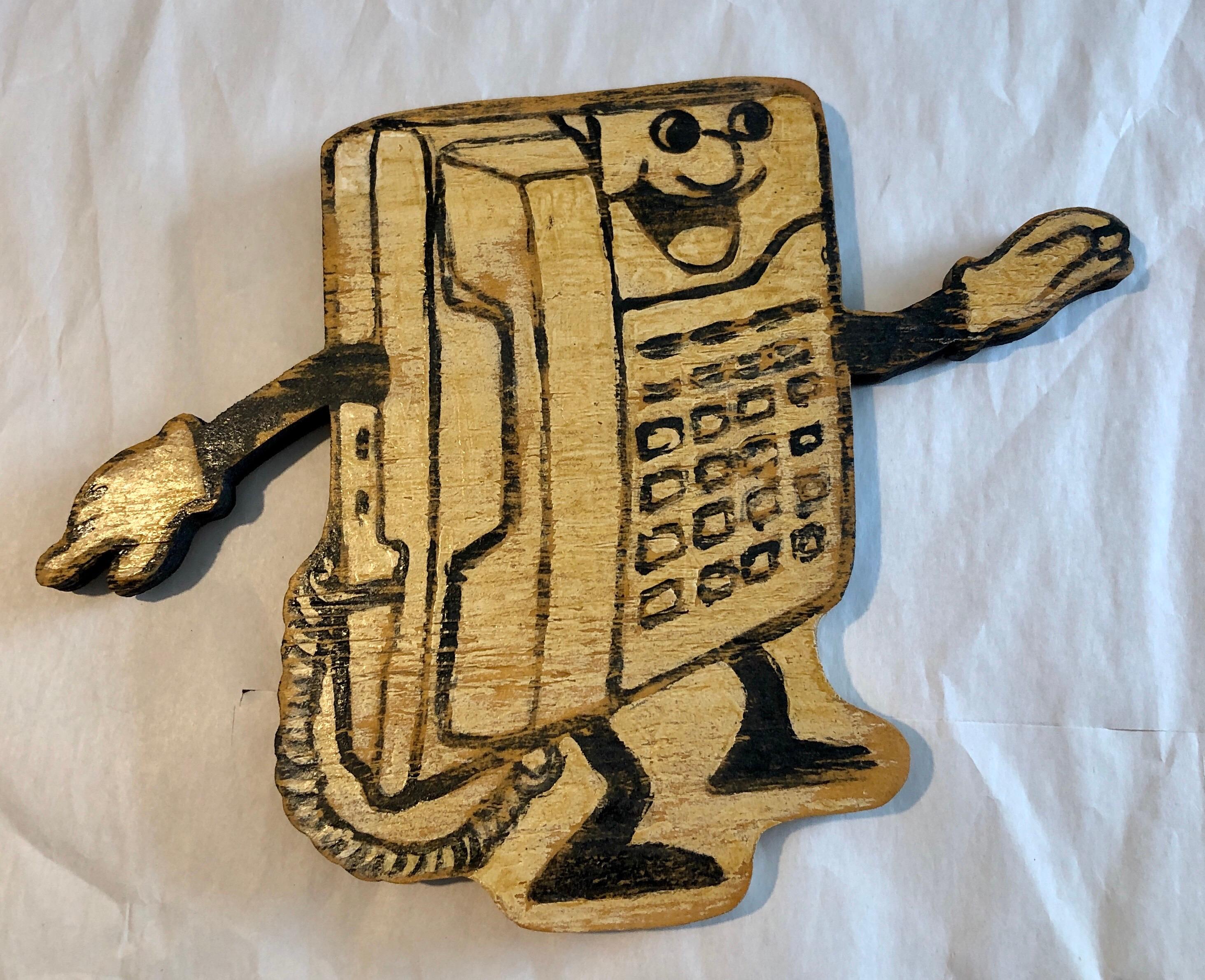 Carved Wood Neo Pop Art Painting Sculpture New Orleans Wall Hanging Skylar Fein For Sale 3