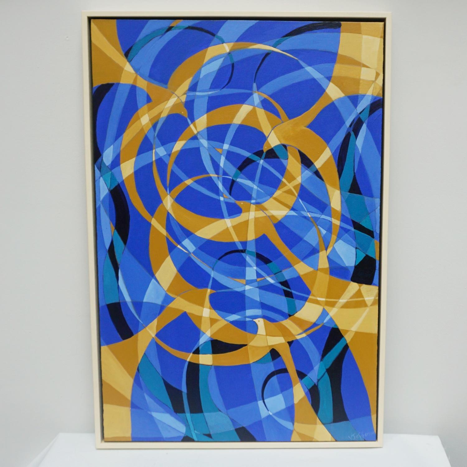 Art Deco 'Skylarks' Abstract Oil on Canvas Contemporary Painting