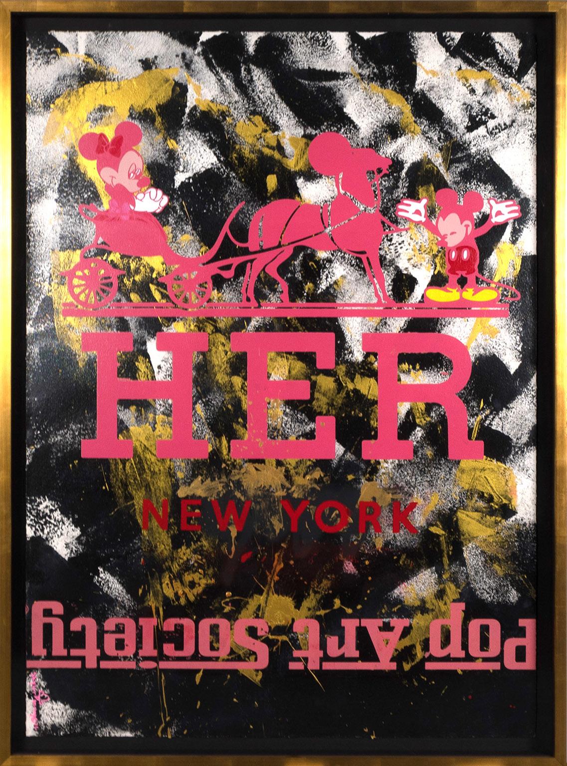 "HER Nueva York" tinta y esmalte sobre papel Sommerset 300 archival arte de técnica mixta