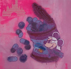 "Karl's Chanel Addiction (Purple and Pink)" acrilico, serigrafia e polvere di diamante