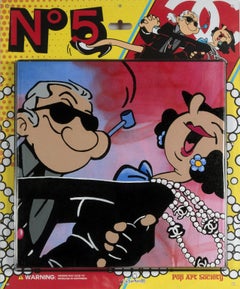 "Paquete nº 5" arte acrílico y aerosol sobre lienzo dentro de un paquete de poliestireno