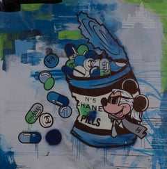 Skyler Grey "Can di Mickey's Chanel Party in Blue & Greene Abstract" tecnica mista