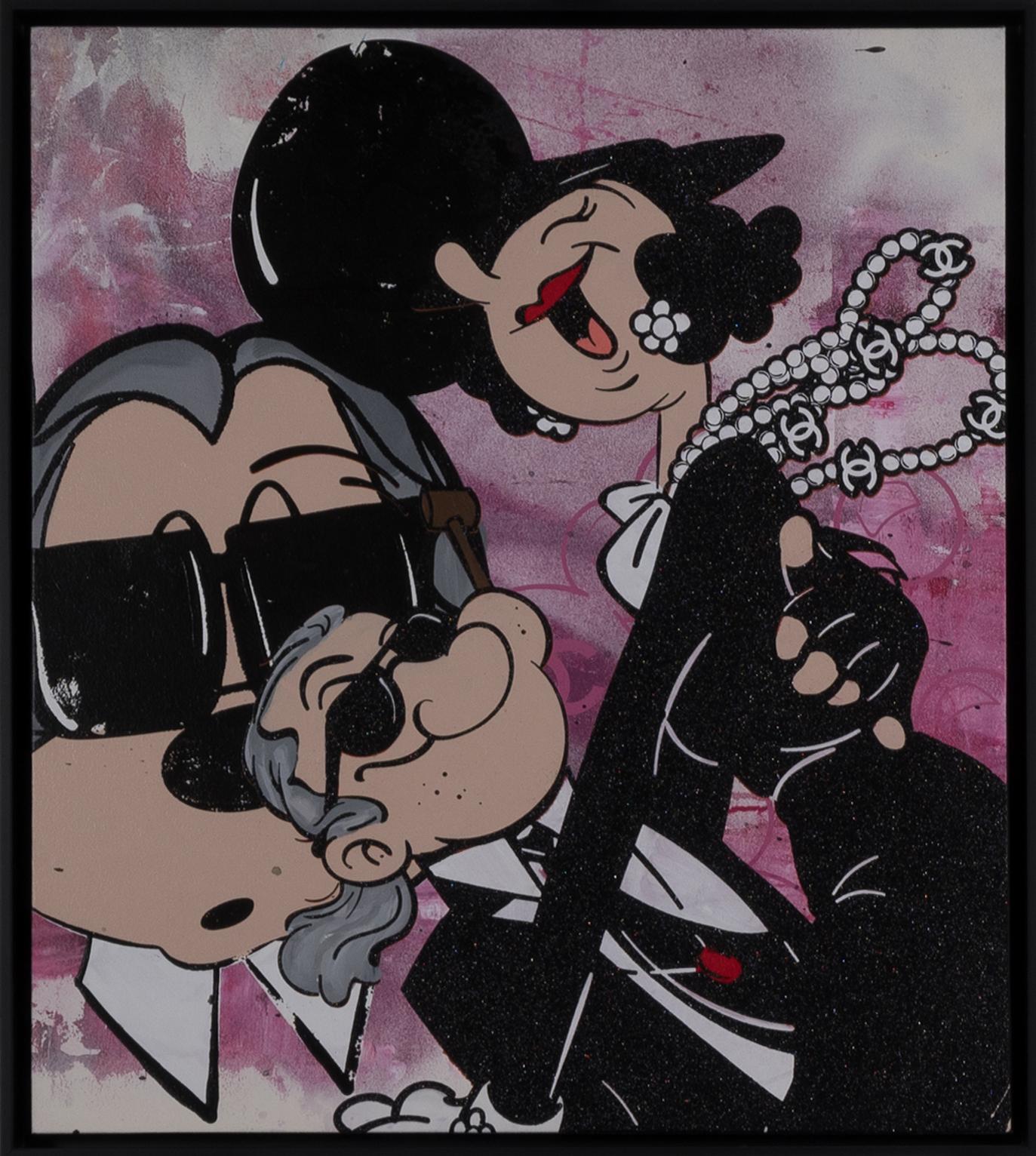 "El Tango Internacional" pintura en aerosol, acrílico y tinta sobre lienzo de Skyler Grey