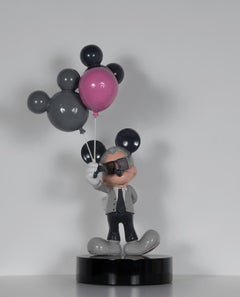 "Mickey Lagerfeld Balloon (Grey, Black, Pink)" sculpture by artist Skyler Grey