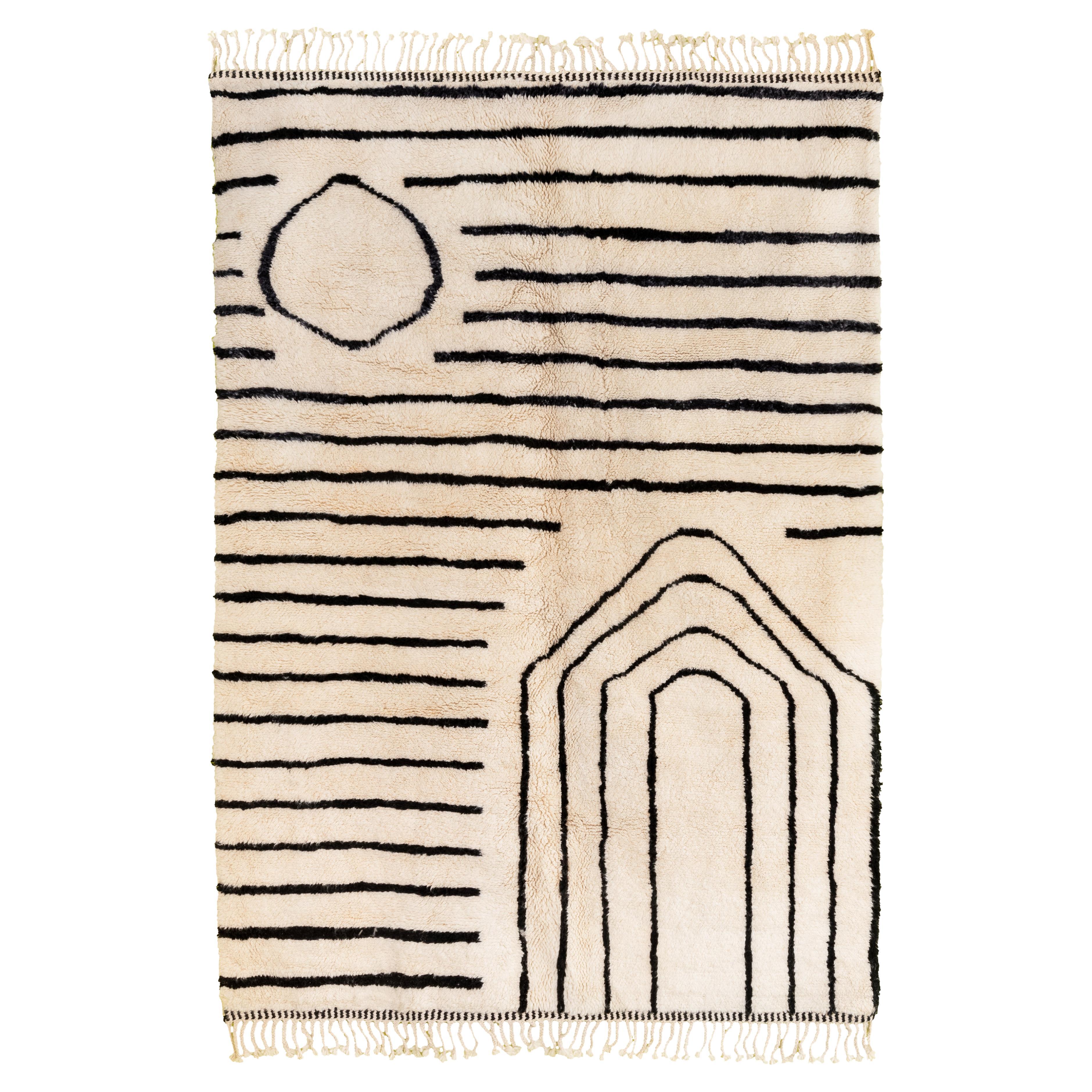 Contemporary Moroccan Rug Made of Natural Black Wool at 1stDibs