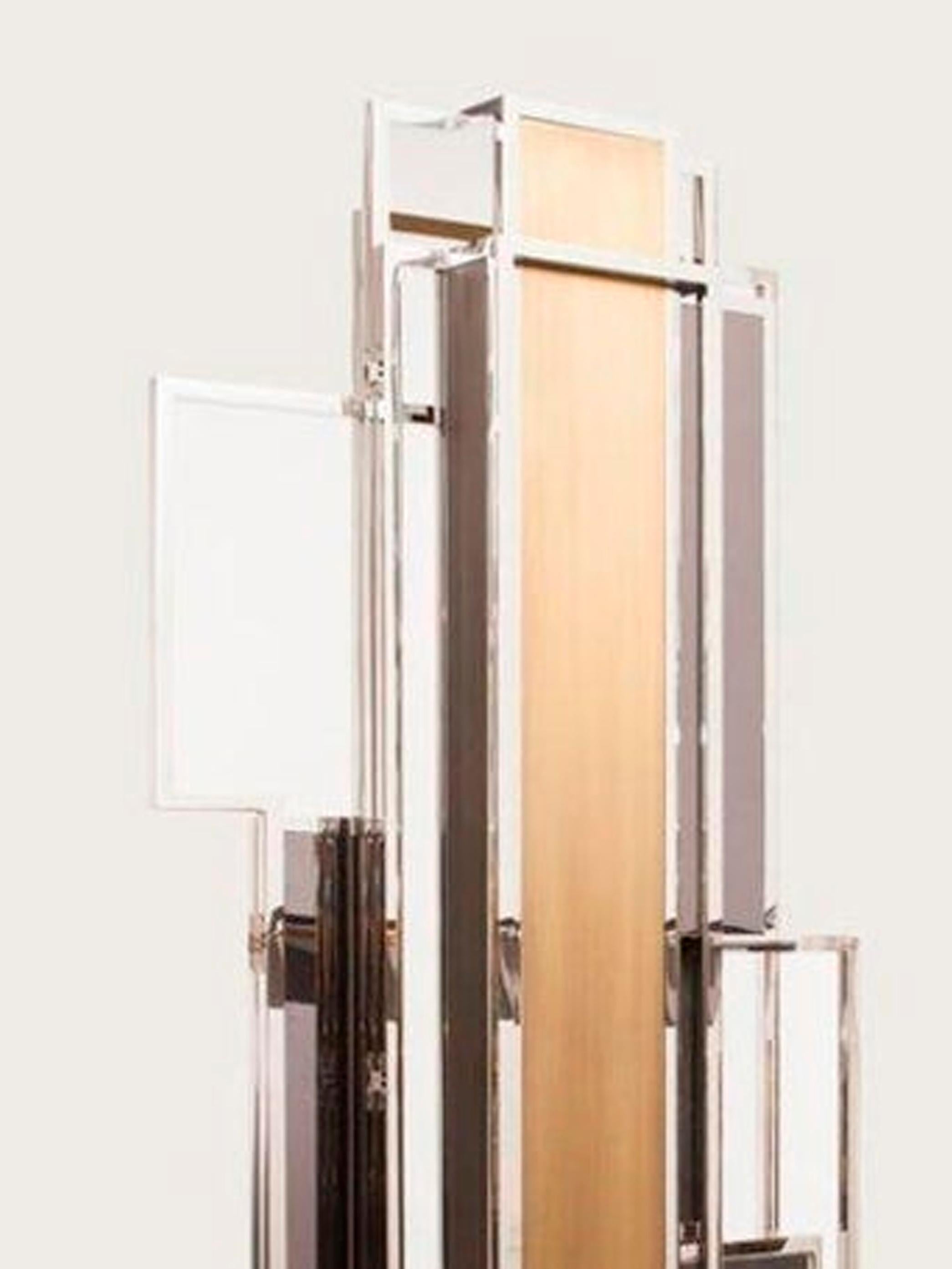 Skyline, Room Divider in Stingray Leather, Stainless Steel, Brass and Lacquer In New Condition For Sale In Beirut, LB