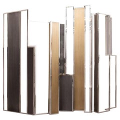 Skyline, Room Divider in Stingray Leather, Stainless Steel, Brass and Lacquer