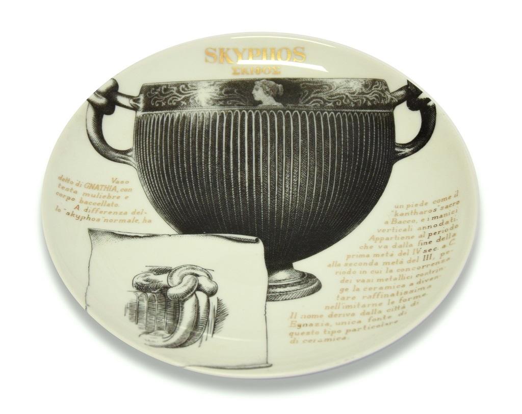 Italian Skyphos Plate for Martini & Rossi, by P. Fornasetti, 1960s For Sale