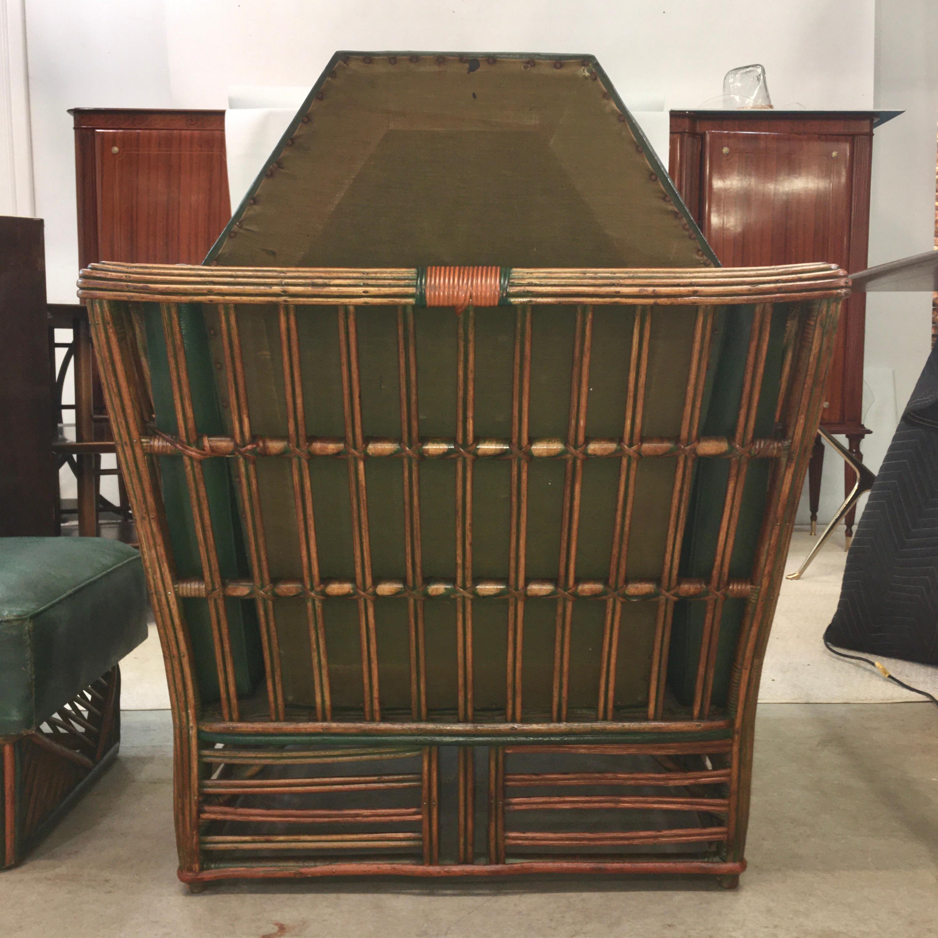 Skyscraper Art Deco Stick Reed Lounge Chair and Ottoman For Sale 2