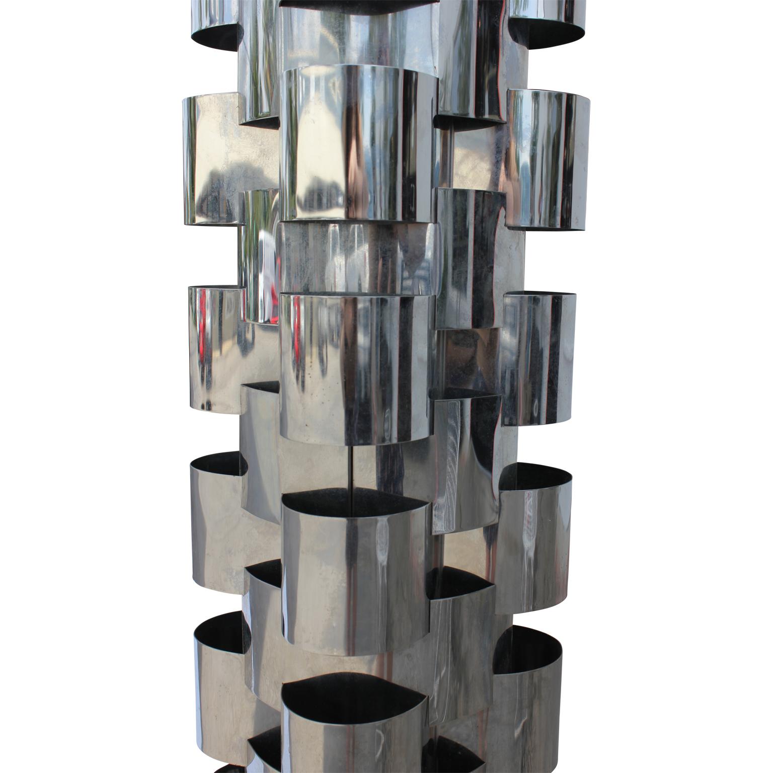 Mid-Century Modern Skyscraper Chrome Modern Floor Lamp Stamped by Curtis Jere