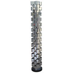 Skyscraper Chrome Modern Floor Lamp Stamped by Curtis Jere