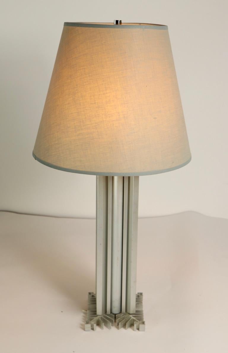 International Style Skyscraper Form Machined Aluminum Table Lamp For Sale