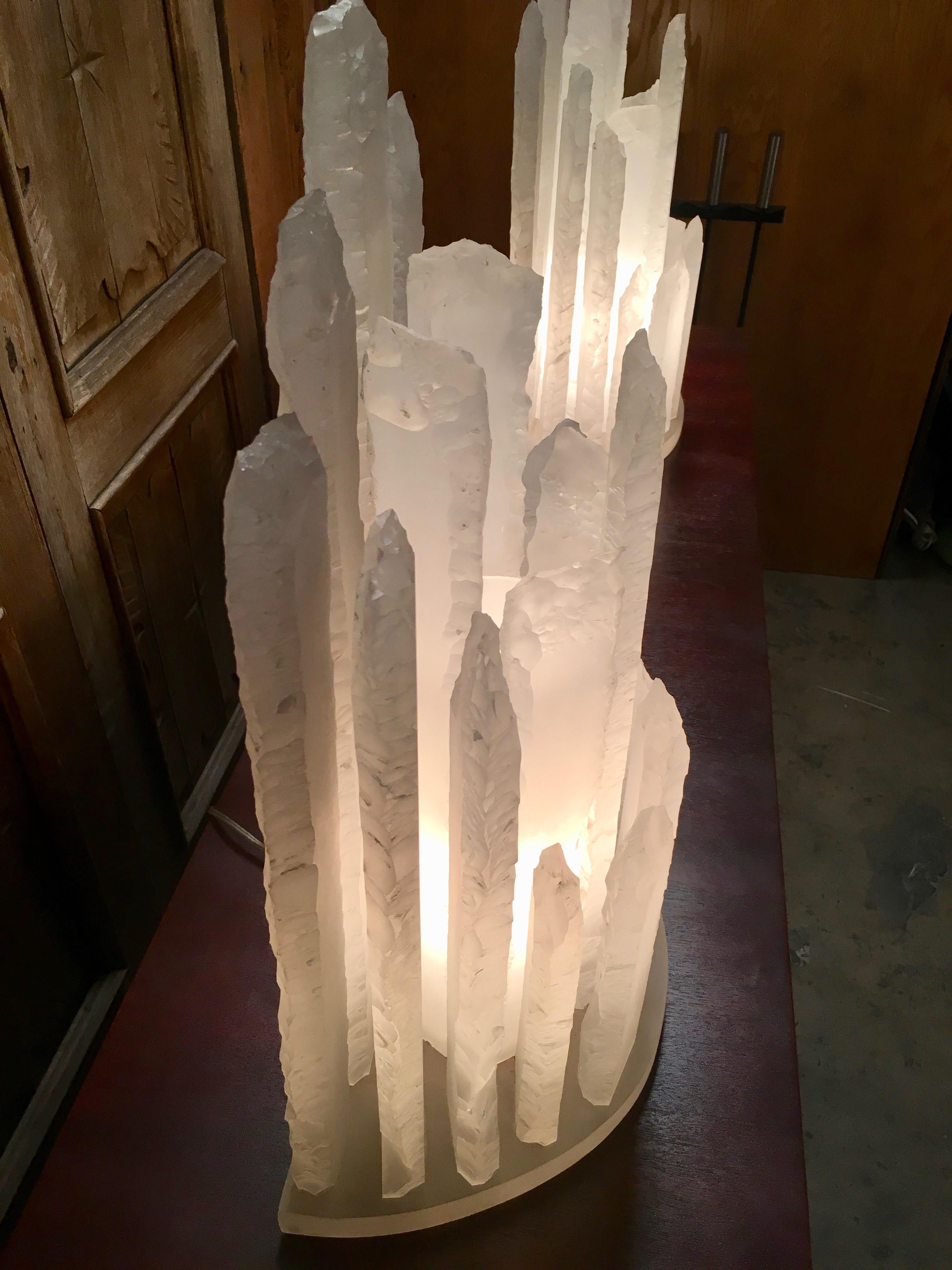 Skyscraper Frosted Lucite Lamps 4