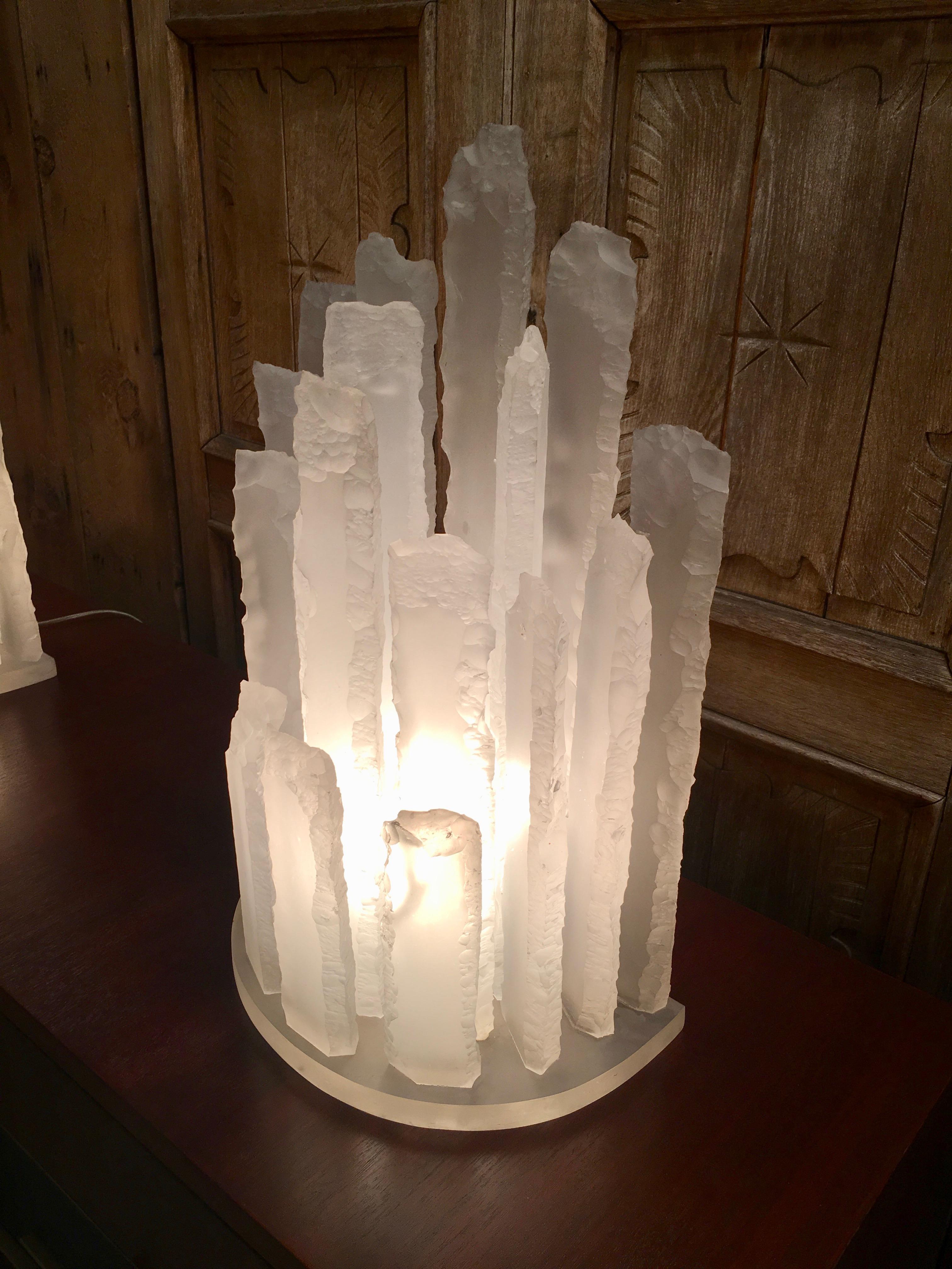 Skyscraper Frosted Lucite Lamps 5