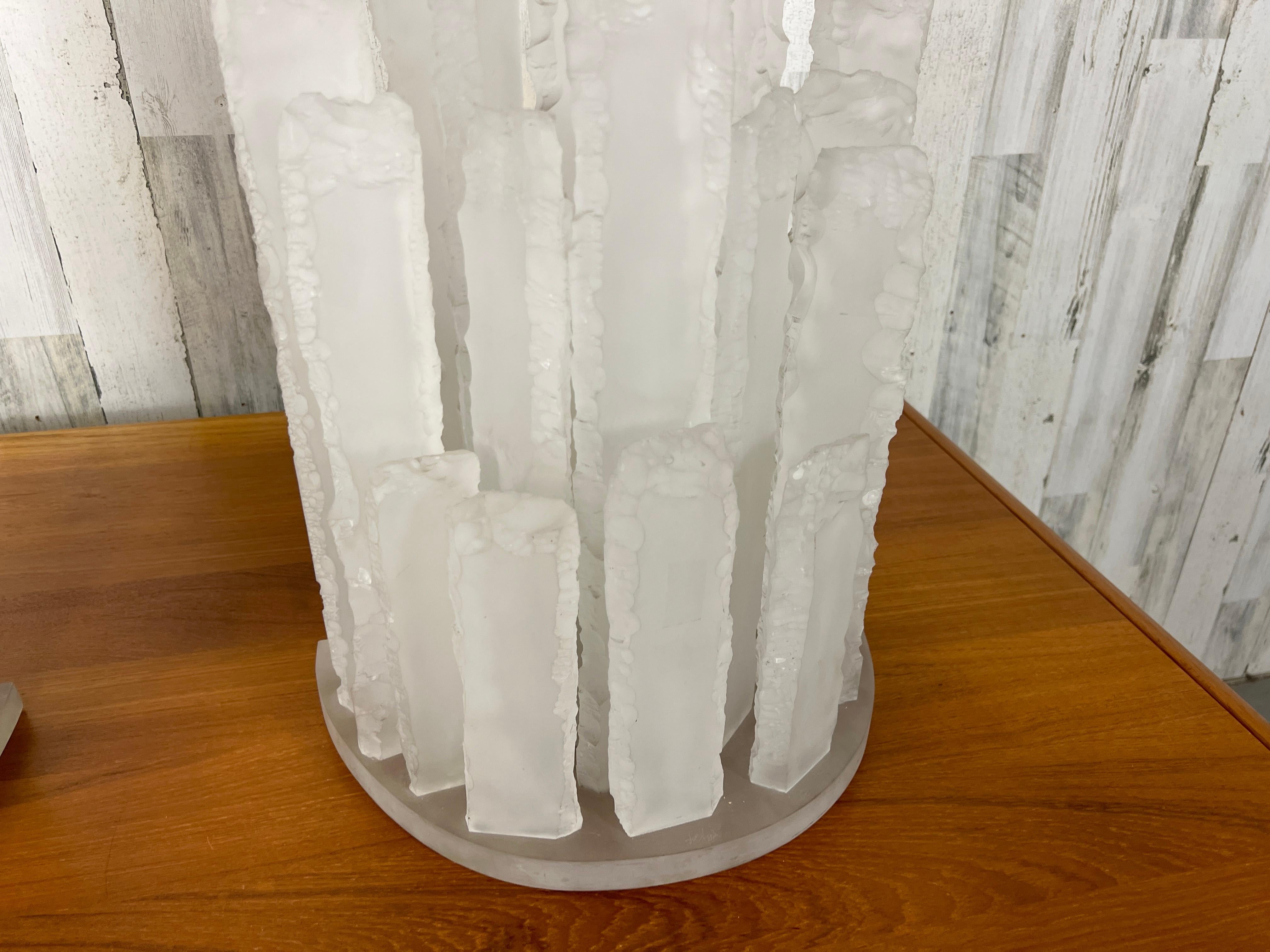 Skyscraper Frosted Lucite Lamps For Sale 4