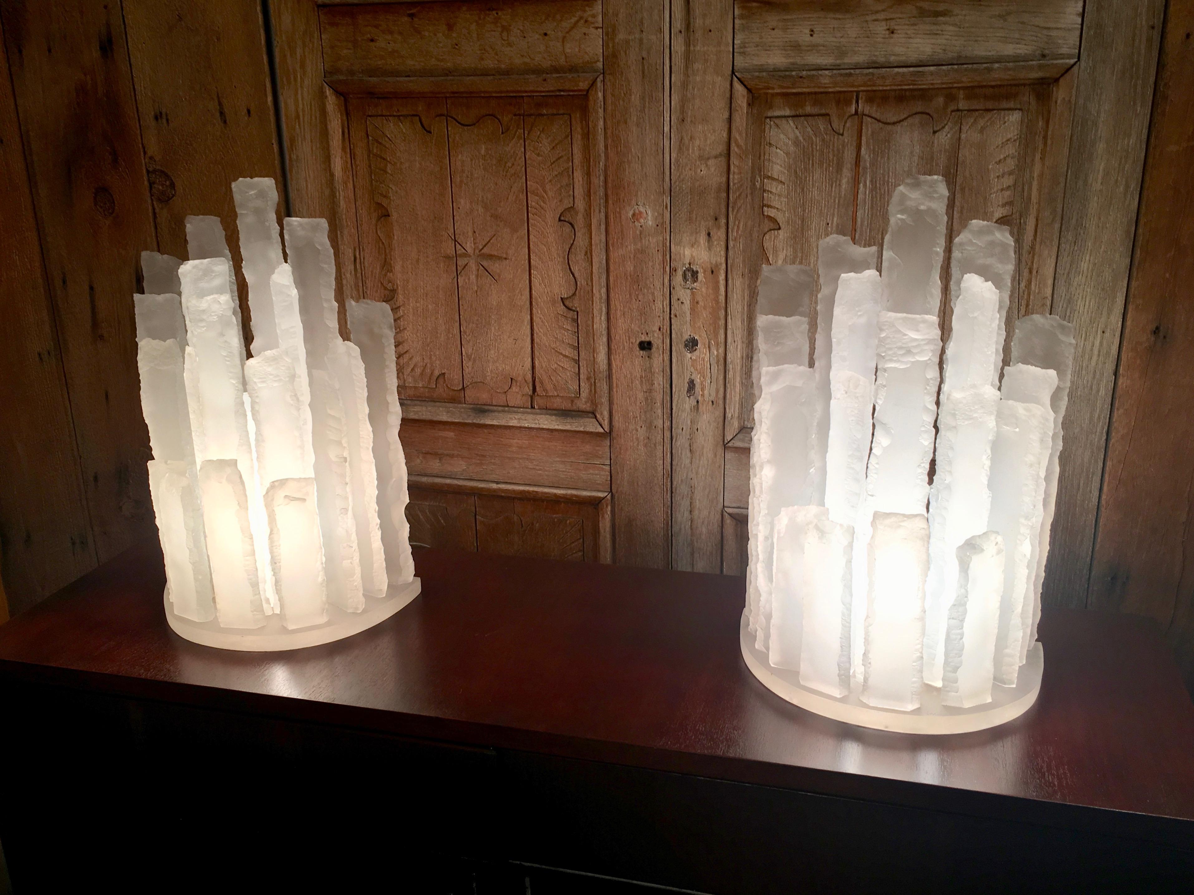 Skyscraper Frosted Lucite Lamps 6