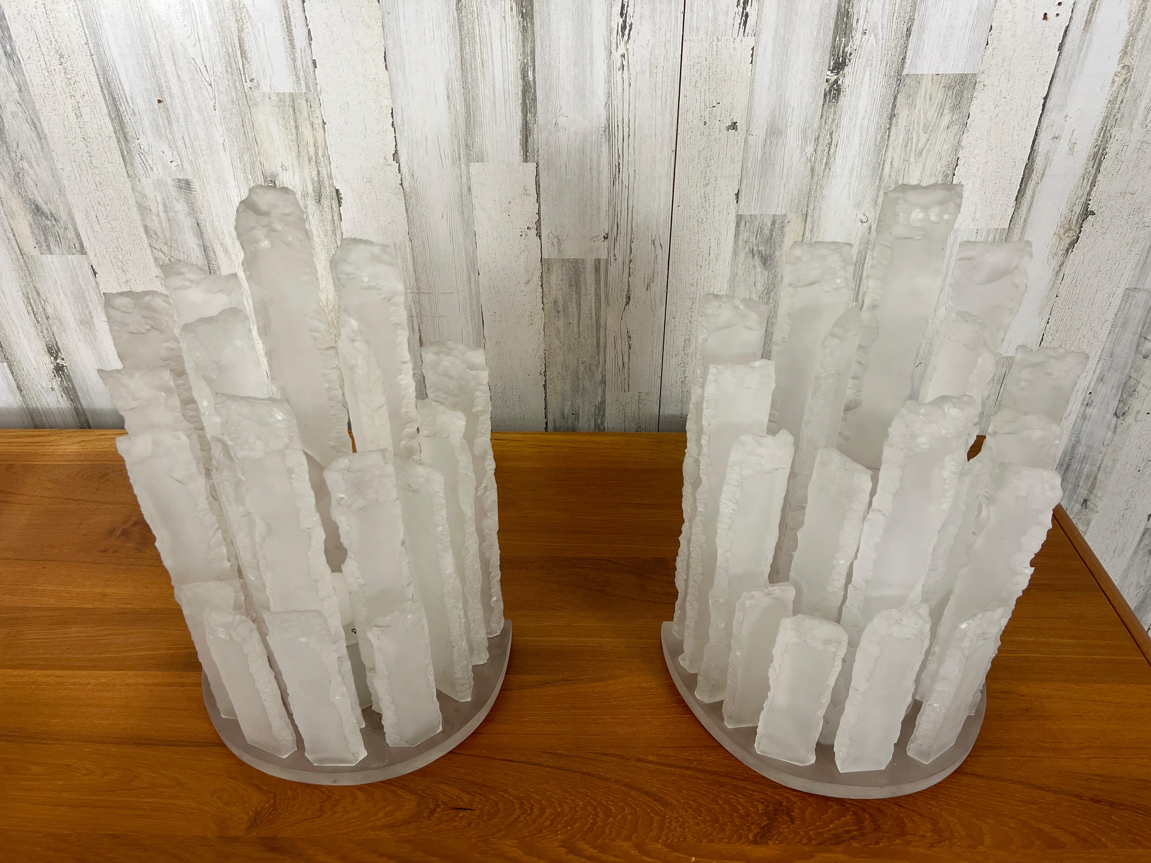 Skyscraper Frosted Lucite Lamps For Sale 5