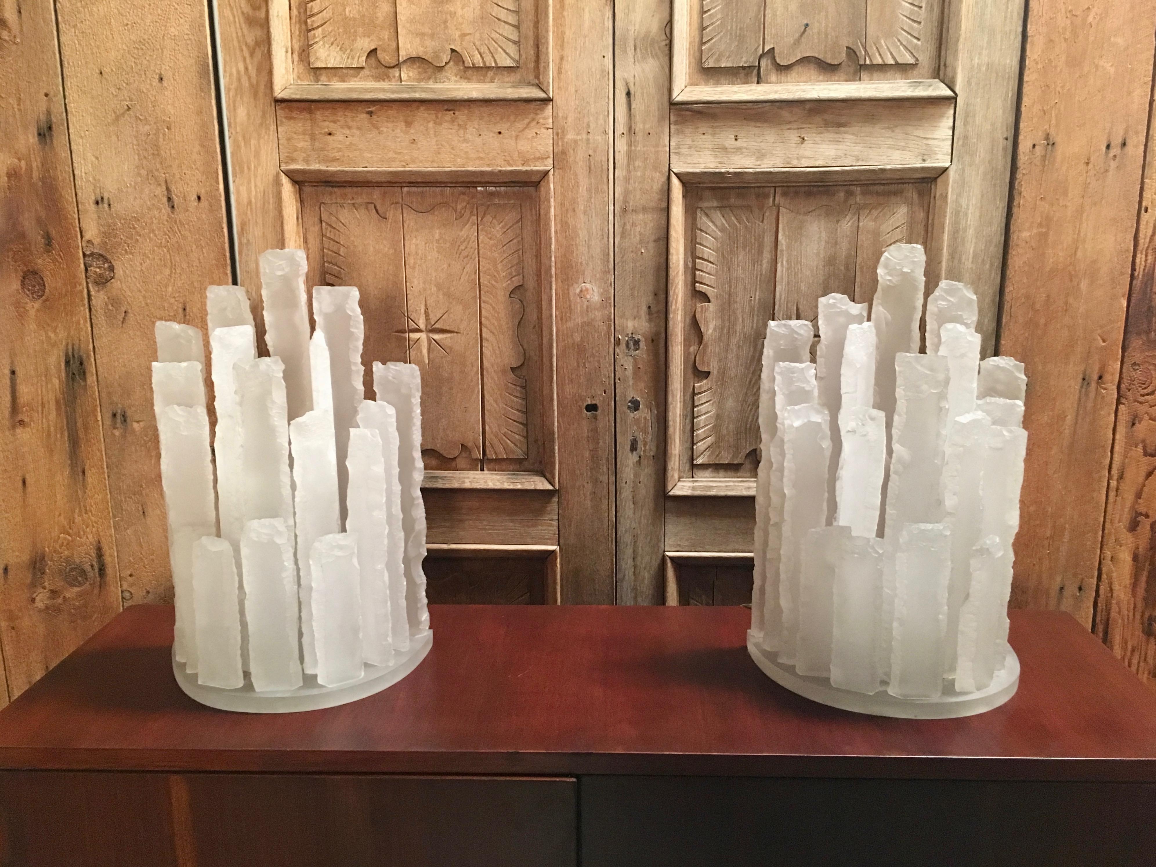 Skyscraper Frosted Lucite Lamps 7