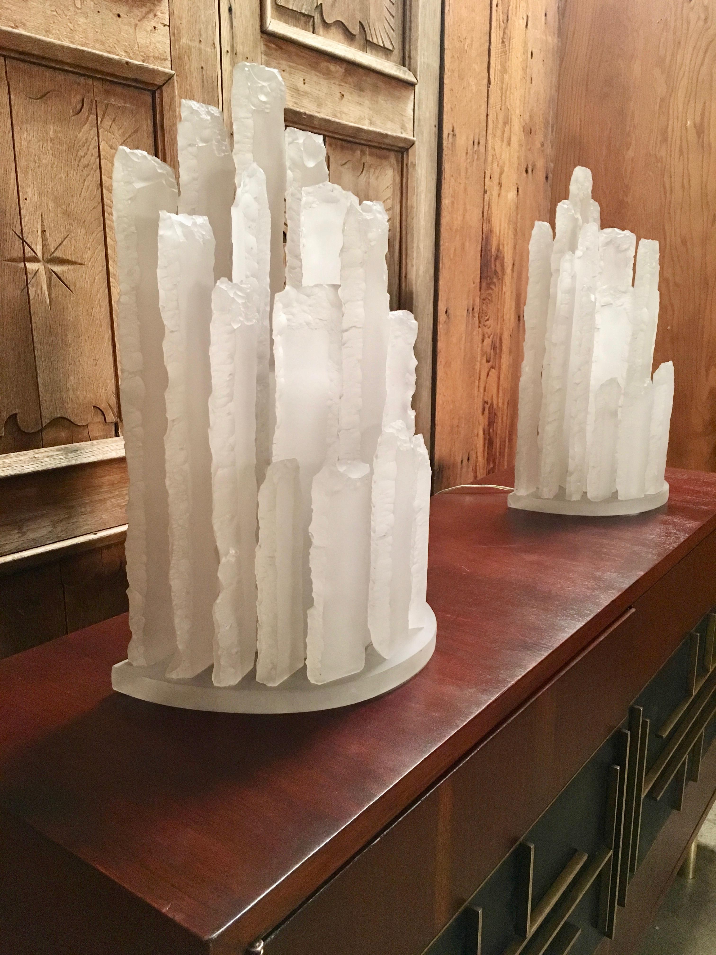 Skyscraper Frosted Lucite Lamps 8