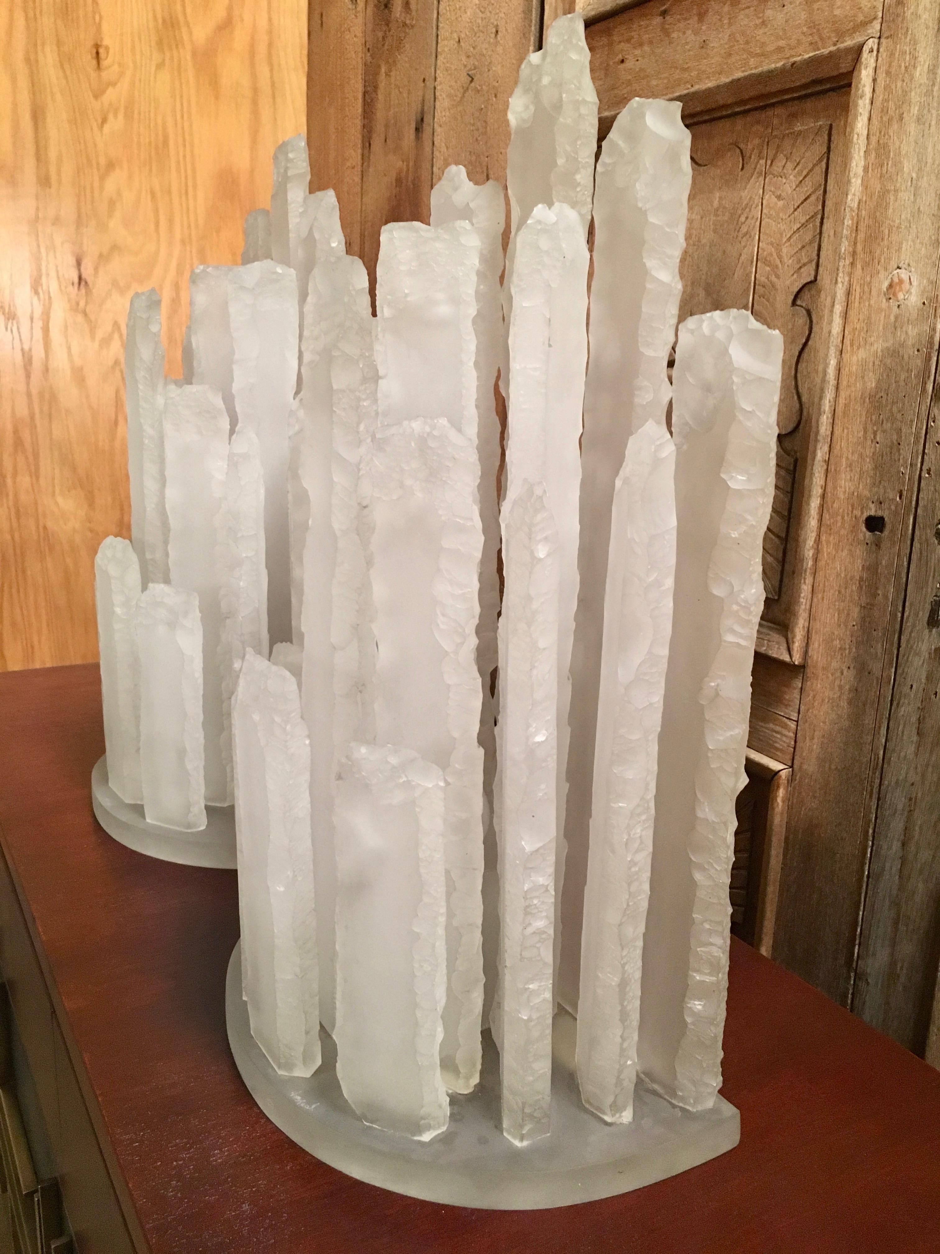 Skyscraper Frosted Lucite Lamps 10