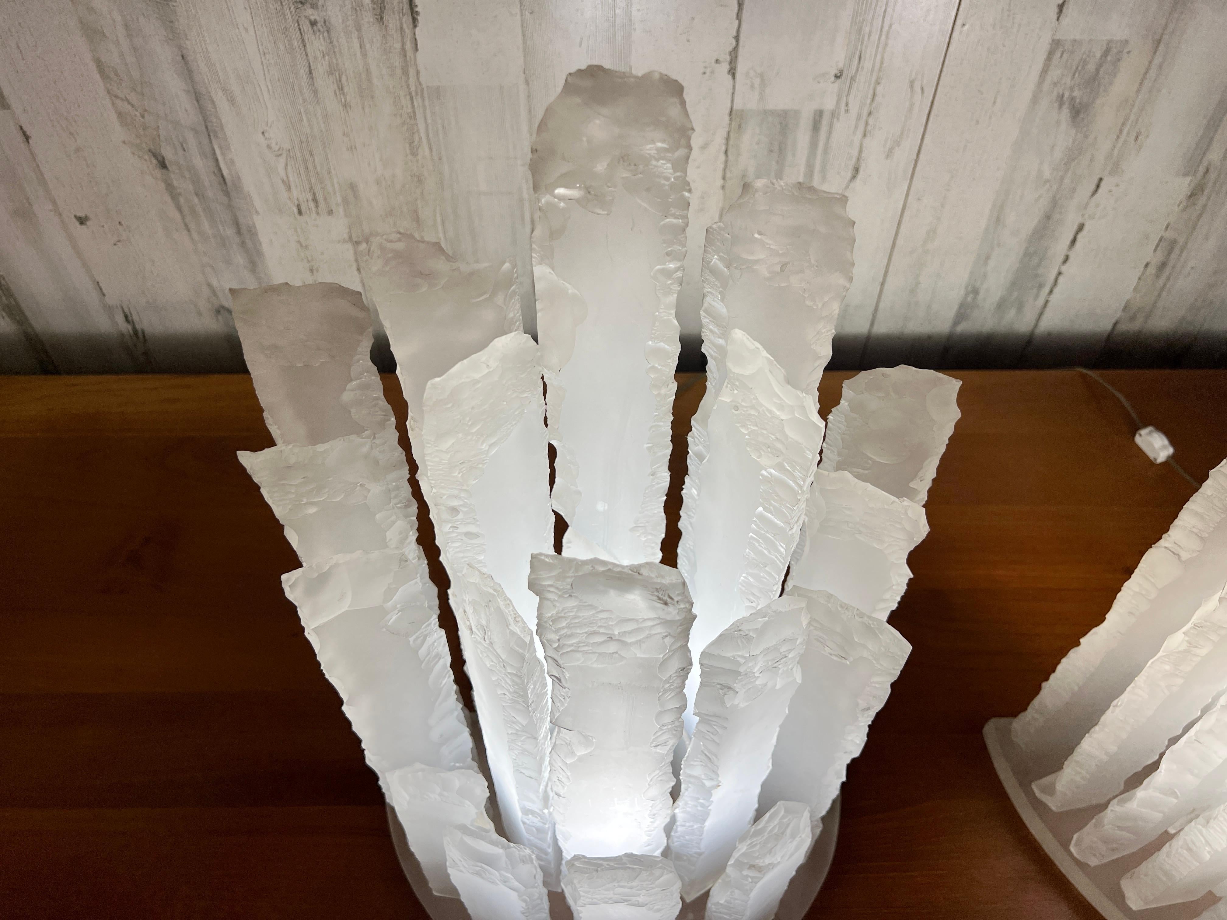 Skyscraper Frosted Lucite Lamps For Sale 9
