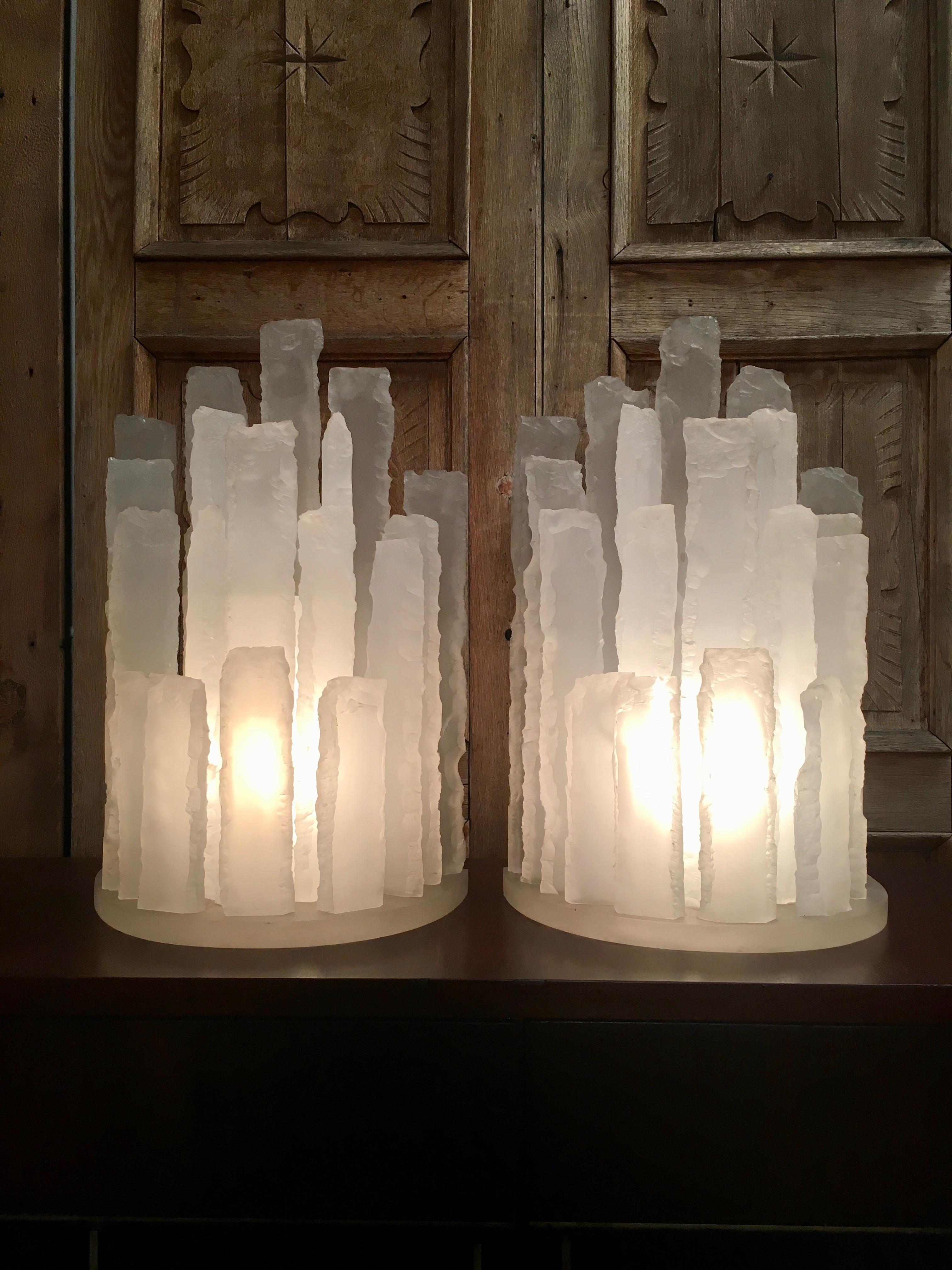 Skyscraper Frosted Lucite Lamps 13