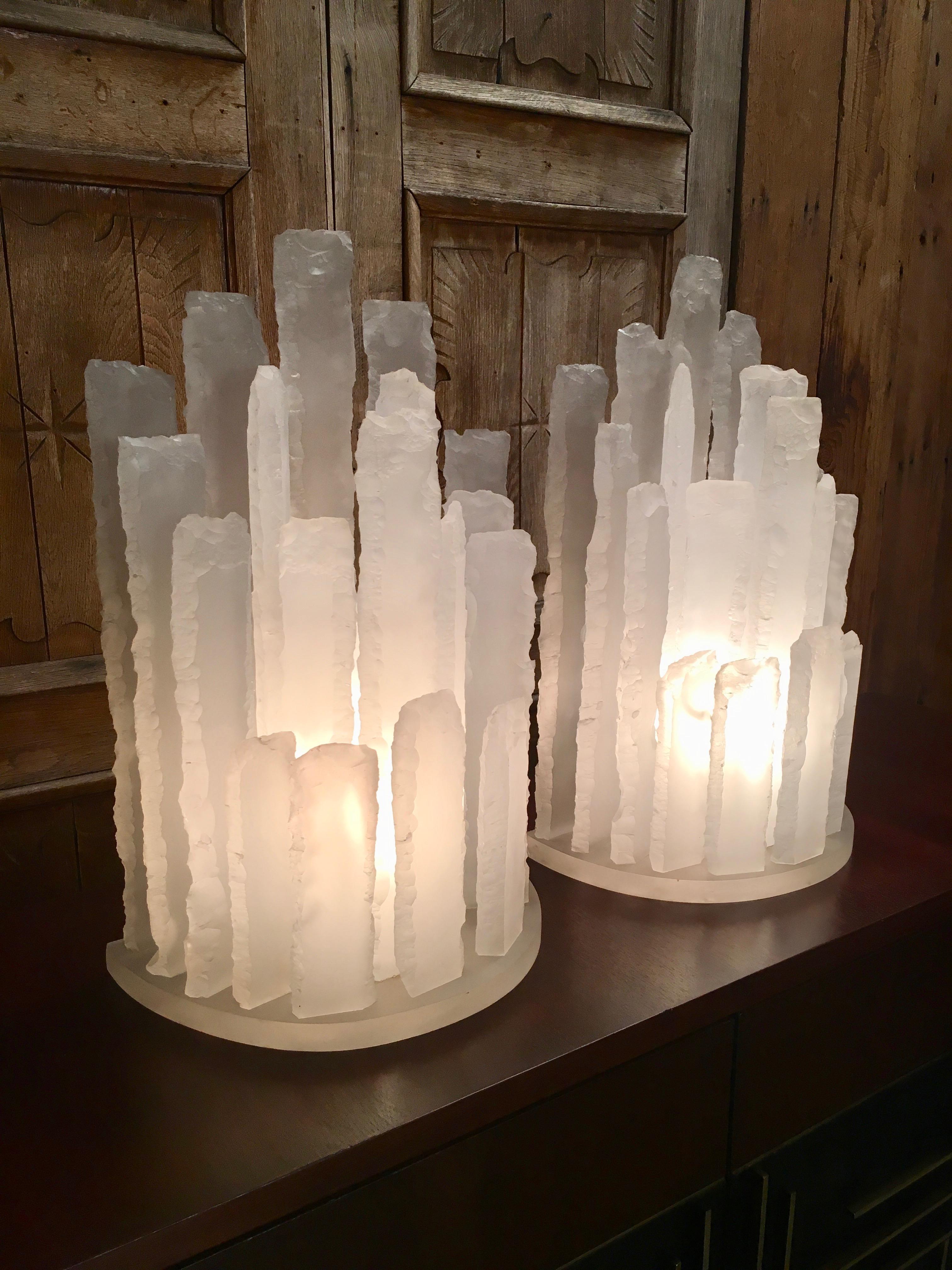 Skyscraper Frosted Lucite Lamps 14