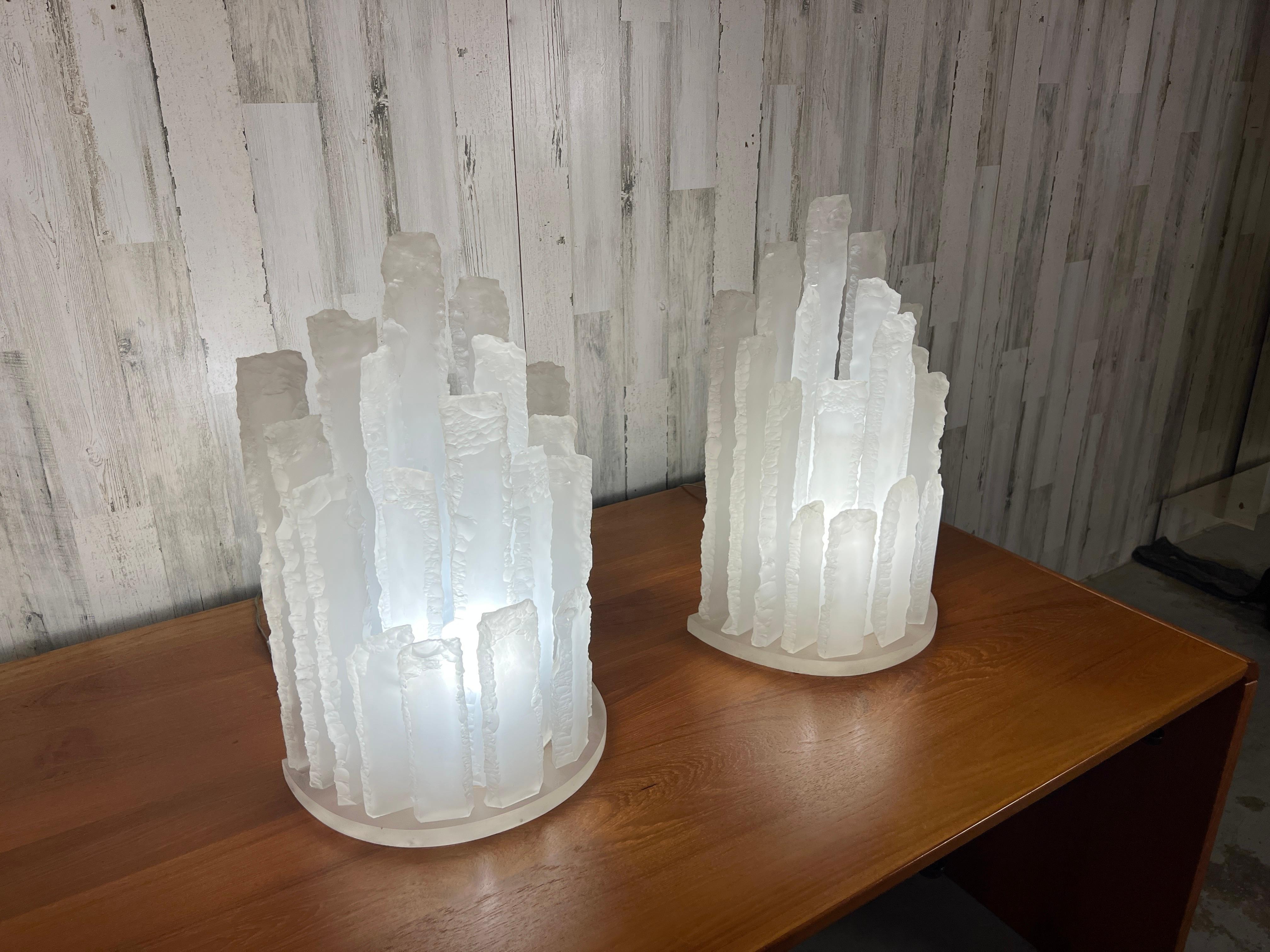 Acrylic Skyscraper Frosted Lucite Lamps For Sale