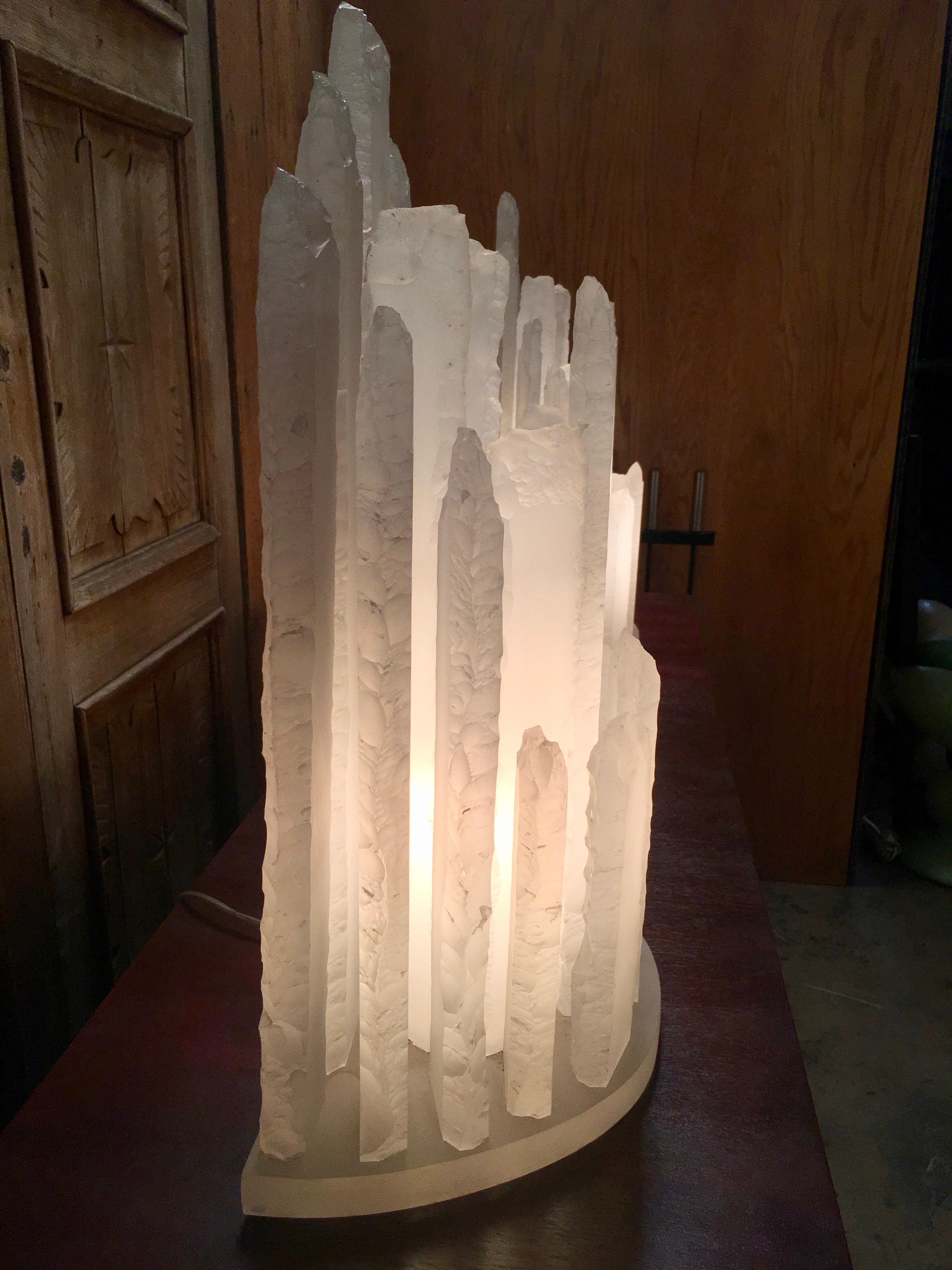 Skyscraper Frosted Lucite Lamps 2