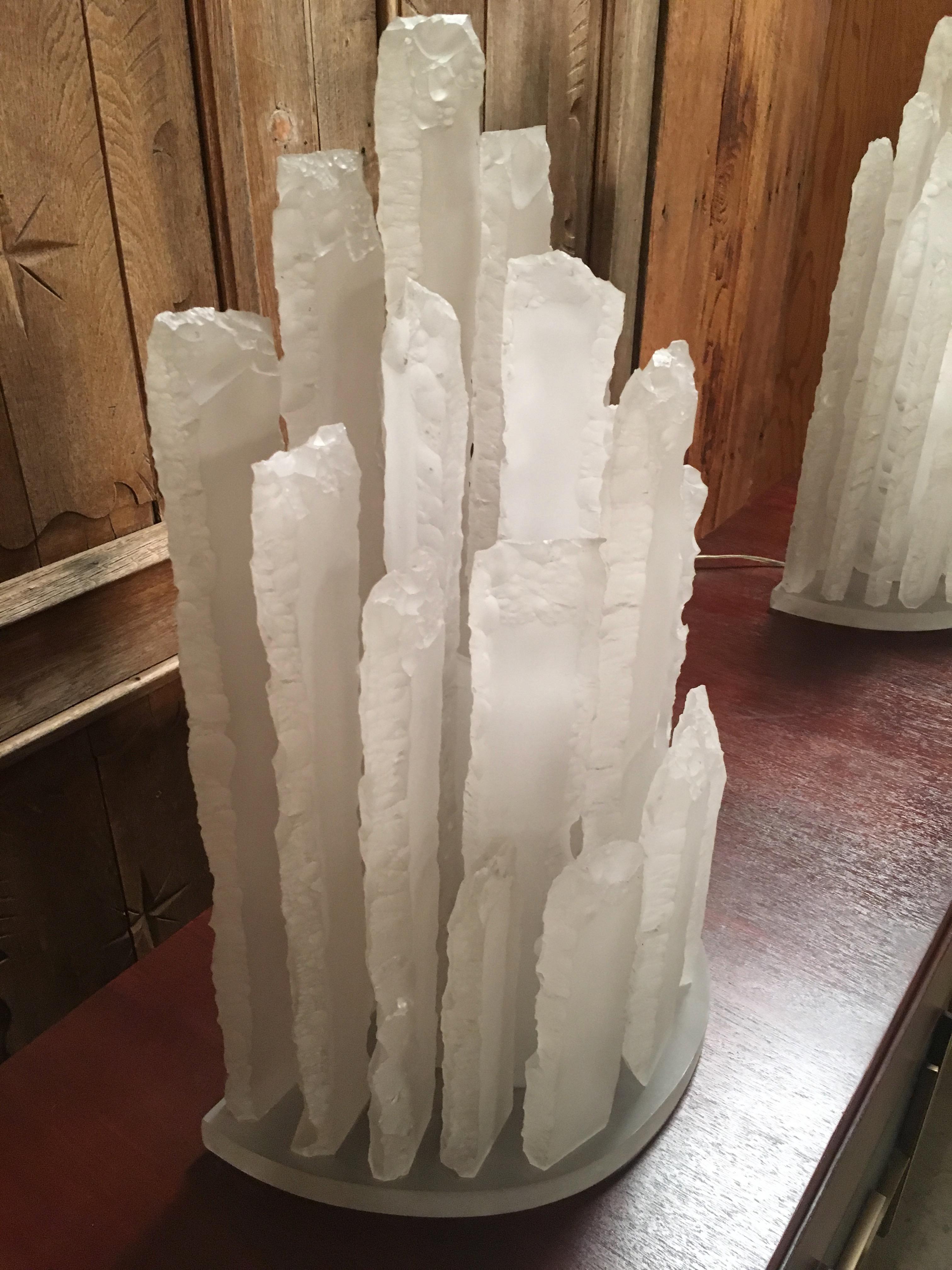 Skyscraper Frosted Lucite Lamps 3