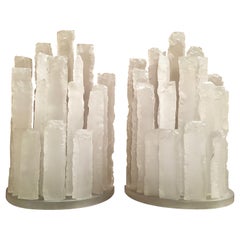 Skyscraper Frosted Lucite Lamps